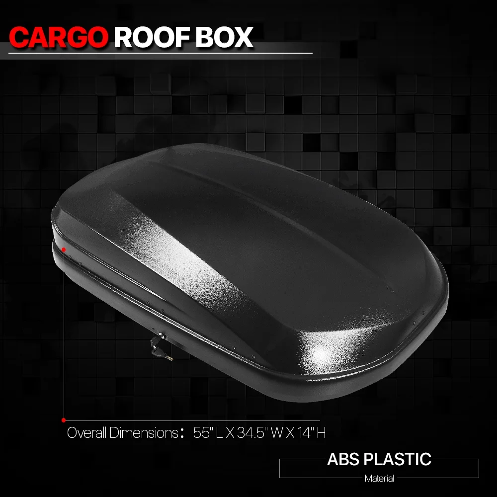 For SUV Cargo Top Box Carrier Rooftop Storage Travel Luggage w/Lock with Cross Bar(55
