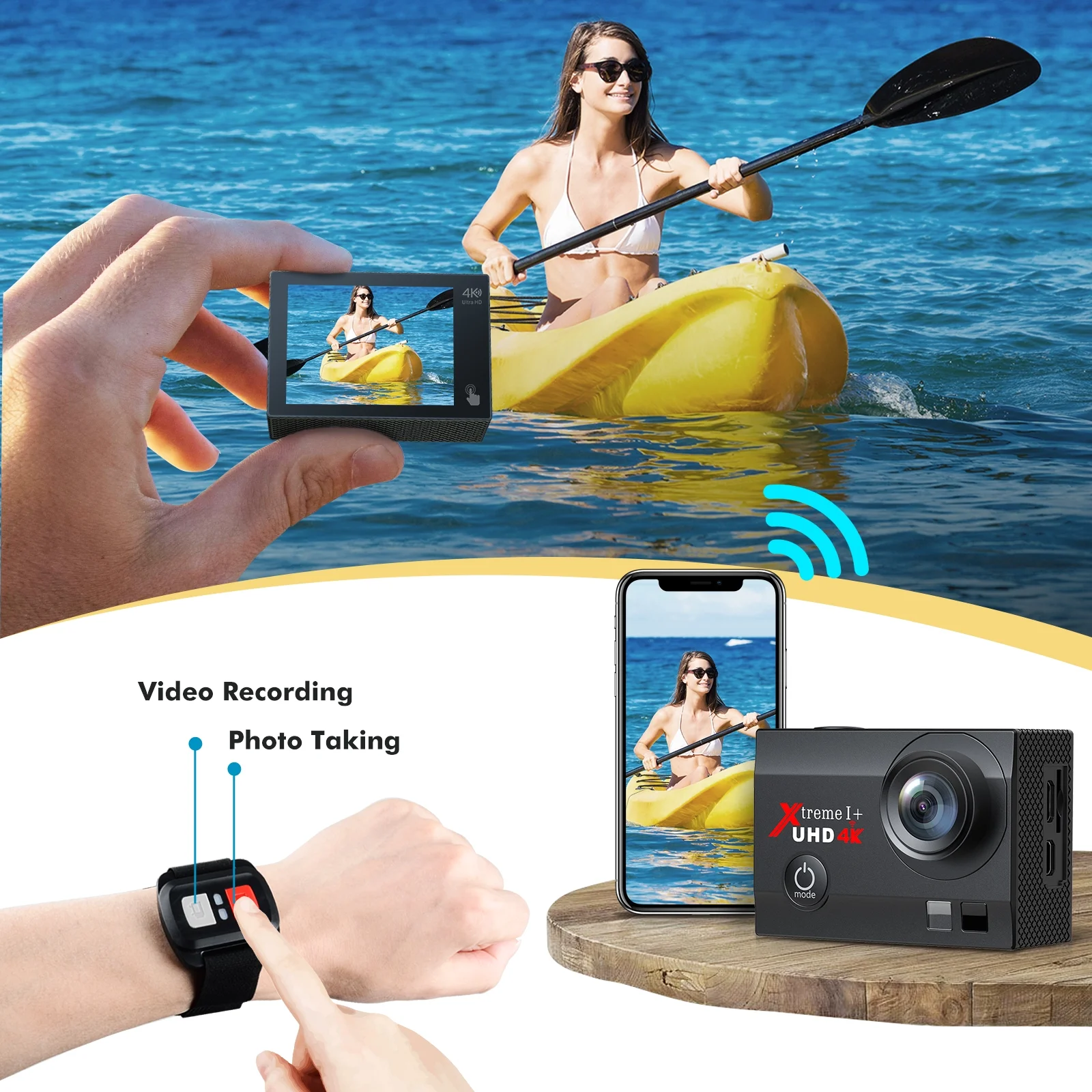 Campark Action Camera 4K 20MP Sport Camera WiFi Waterproof Underwater Actioncam HD Video Vlogging Record Camera EIS 170° Wide Angle Sound