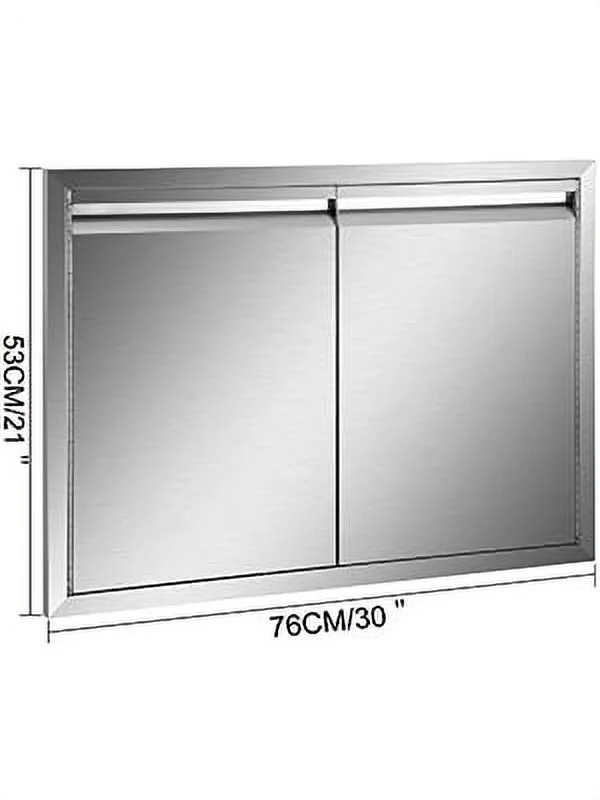 VEVOR Double Access Door, 30''Wx21''H Outdoor Kitchen Door, Double Wall Stainless Steel Outdoor Cabinets with Hooks, Brushed Steel Access Door BBQ Doors, Easy to Install for BBQ Island Grill Station