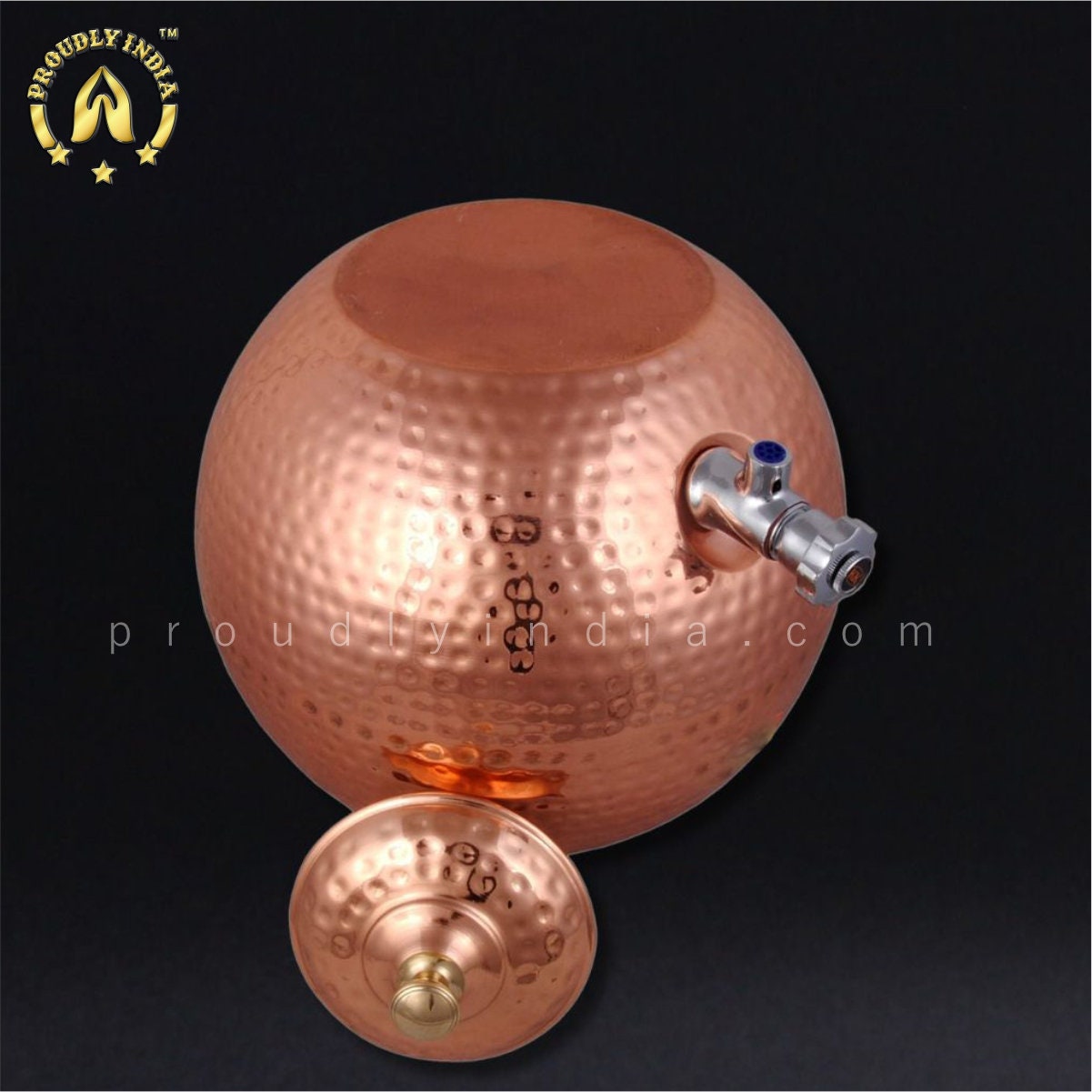 Proudlyindia Water Tap Dispenser, 12L Copper Dispenser, Water Dispenser, Copper Pot, Copper Water Vessel, Water Container, Vintage Water Cooler
