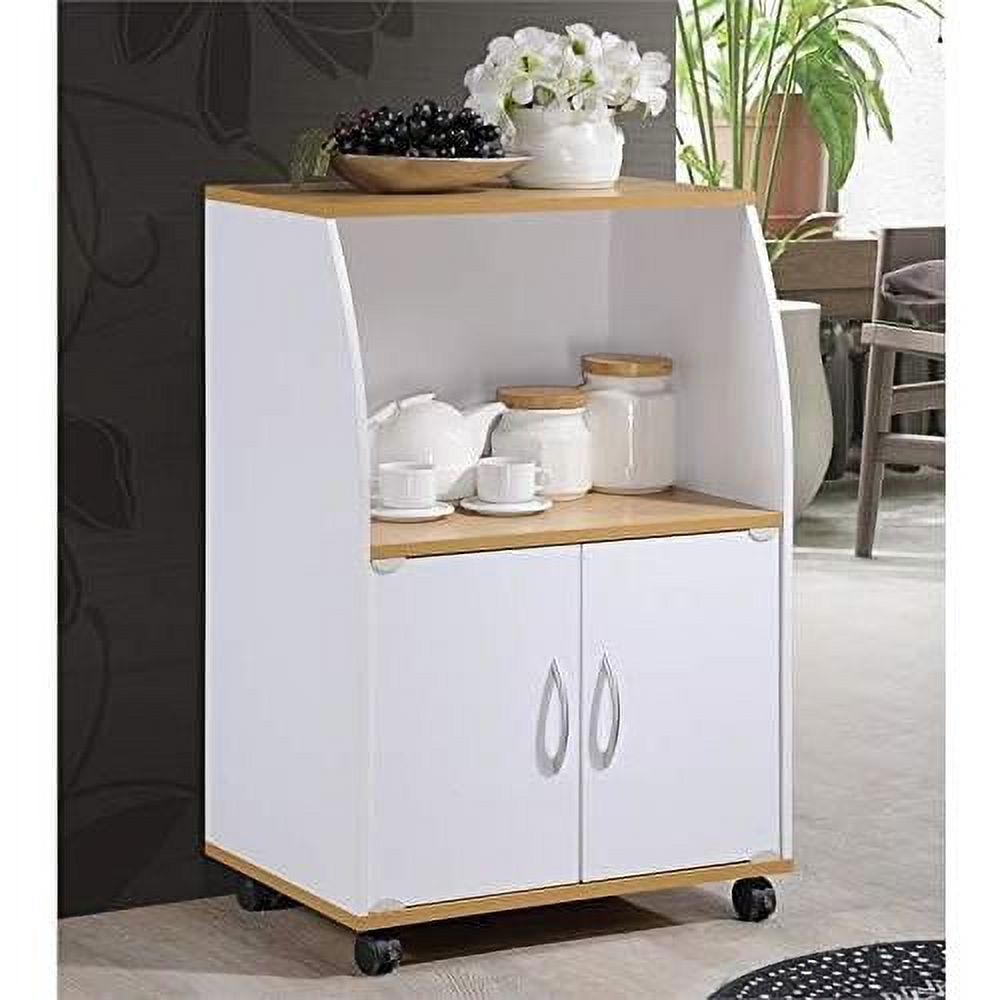 Microwave Kitchen Cart In White