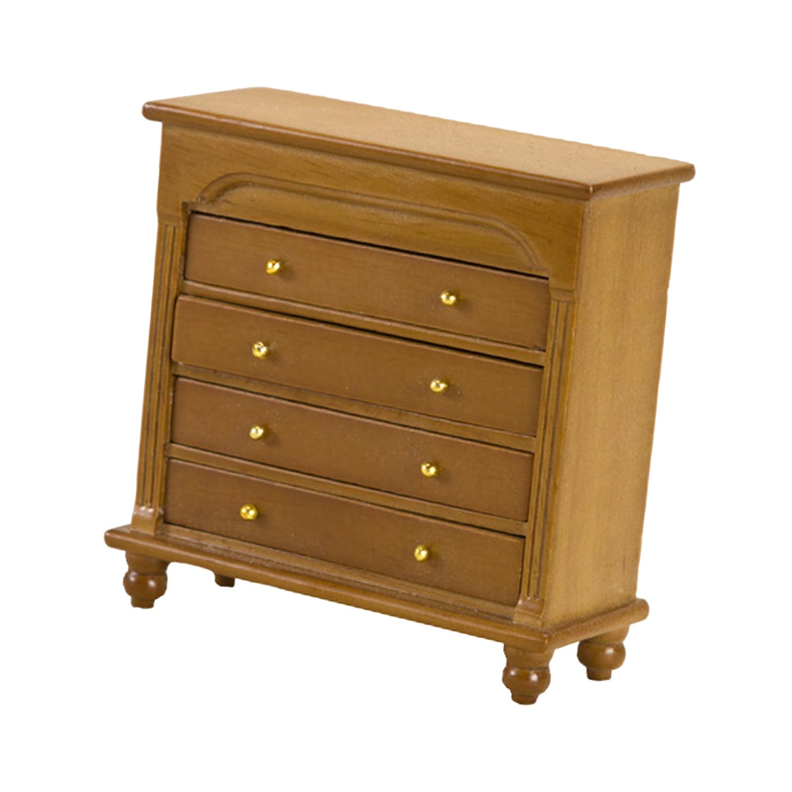 1/12 Dollhouse Sideboard Wooden Miniature Cabinet for Decor DIY Scene Dining walnut color