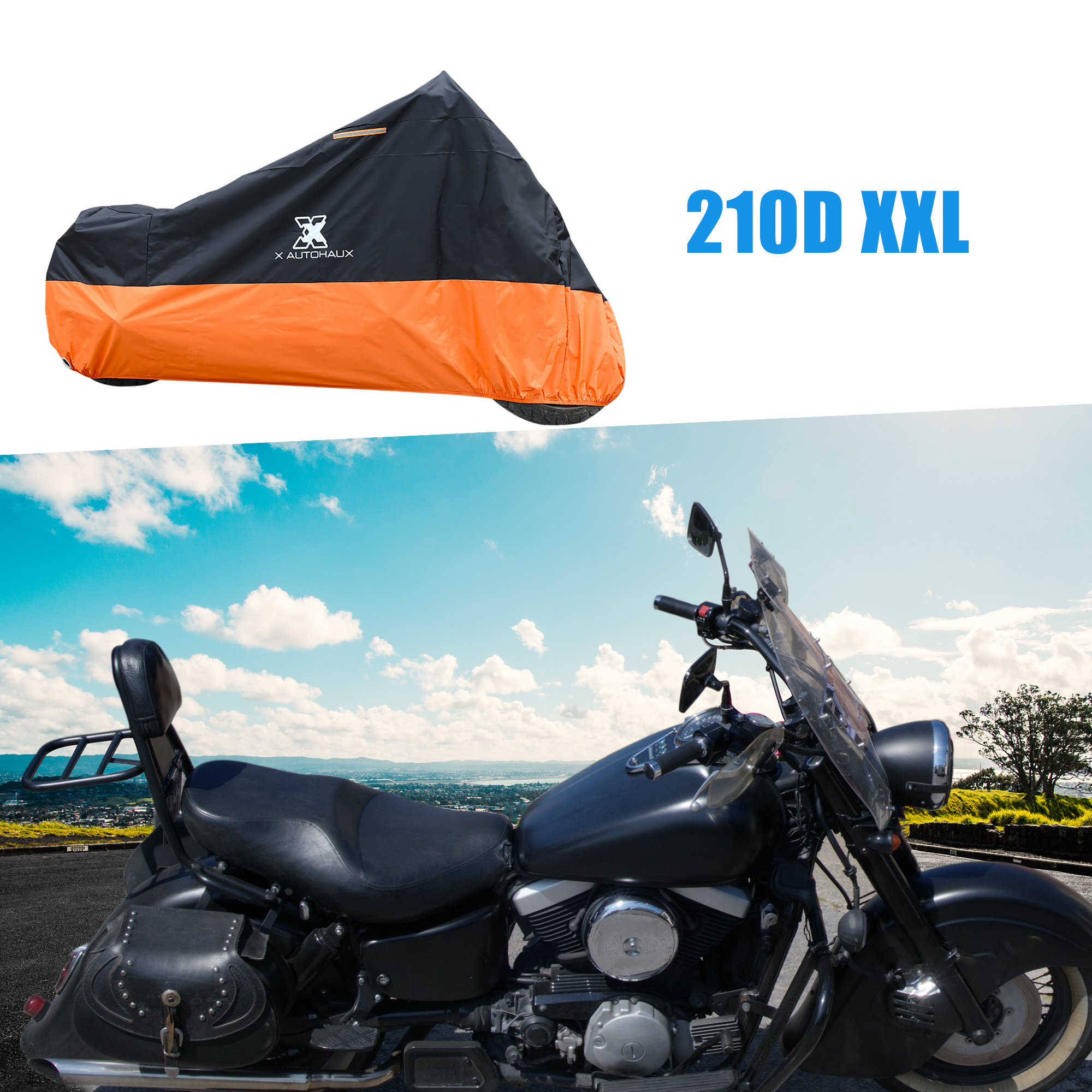 Unique Bargains 1PC Motorcycle Cover Size XXL Oxford Black Waterproof Suitable for Honda Shadow Aero 1100 98-02