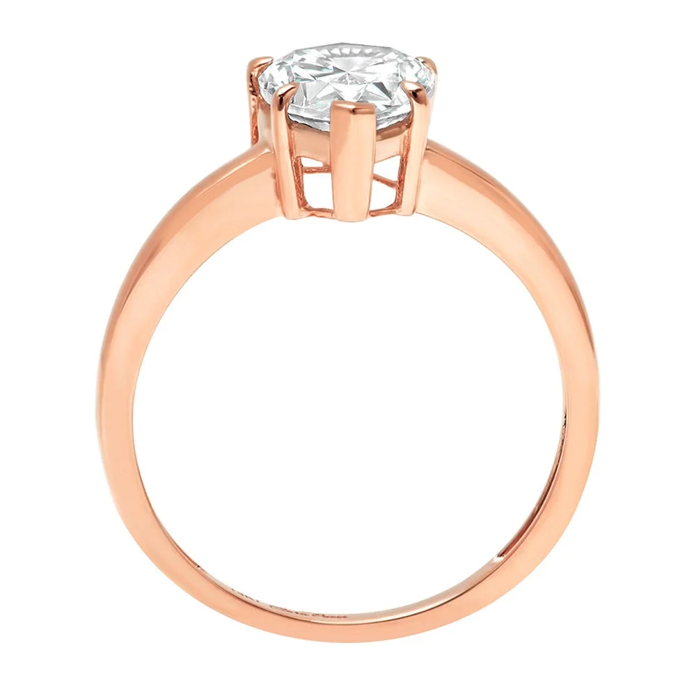 1.5 ct Pear Cut Real Genuine Natural Diamond VS1-VS2 G-H 14K Rose Gold Solitaire Promise Wedding Statement Engagement Designer Ring size 8