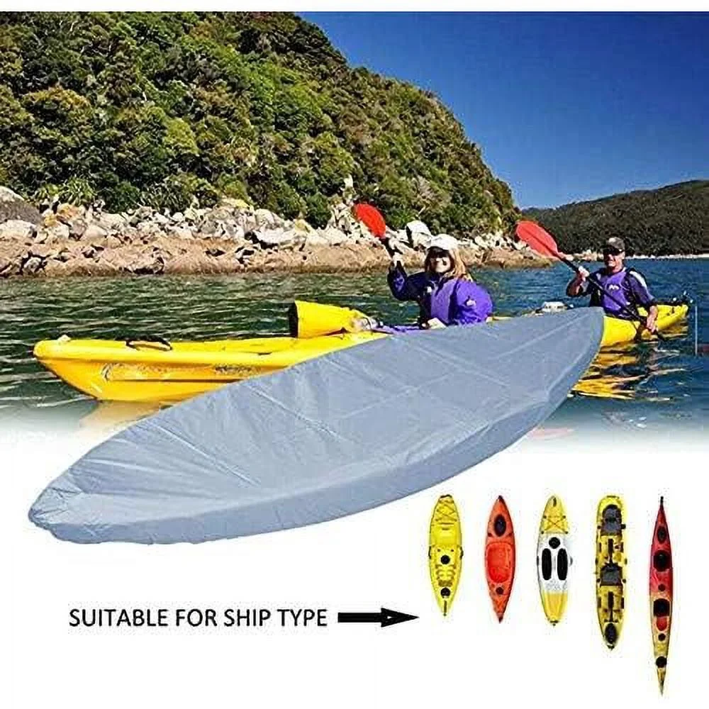 Kayak Canoe Cover, Waterproof Boat Storage Dust Cover Waterproof & UV Resistant (Silver, 13.5-14.8Ft)