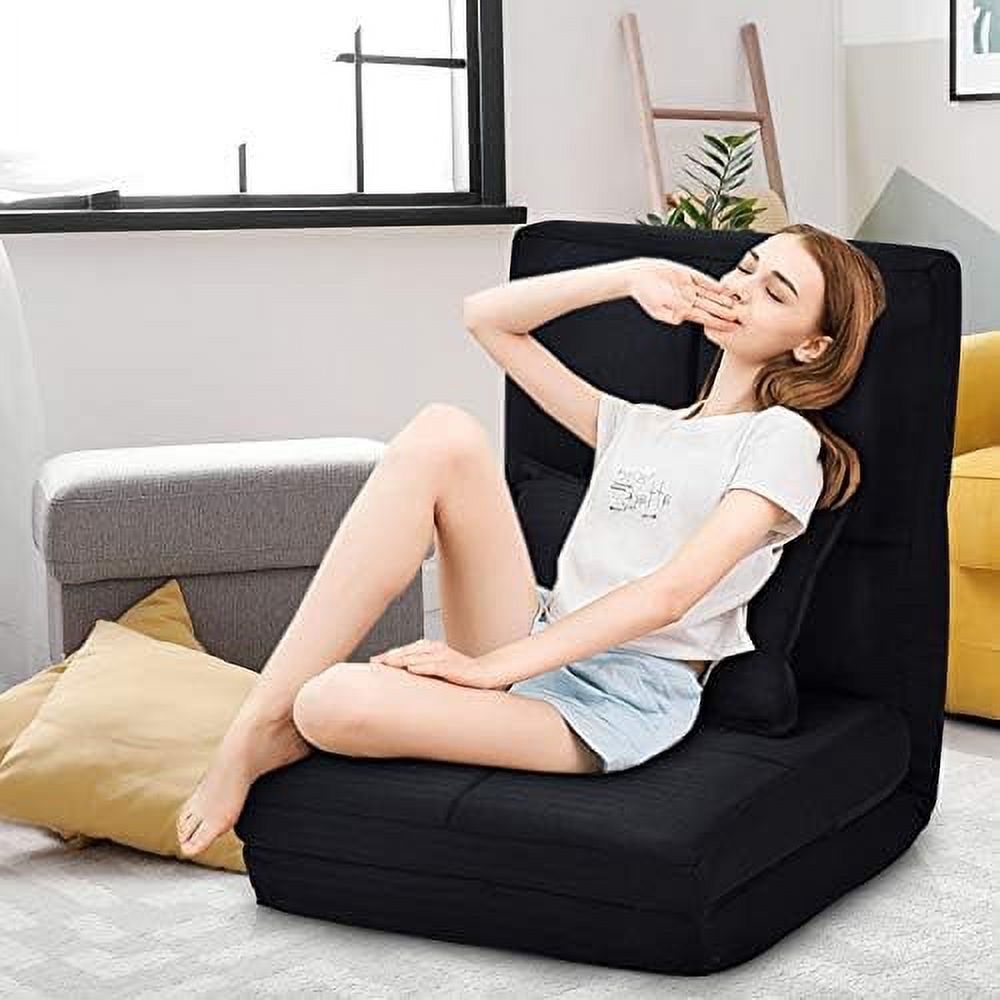 GEROBOOM Folding Sofa Bed  Triple Fold Floor Couch for Adults with Pillow  Floor Foldable Mattress with 6 Reclining Position  Convertible Sleeper Chair Guest Bed for Living Room  Bedroom
