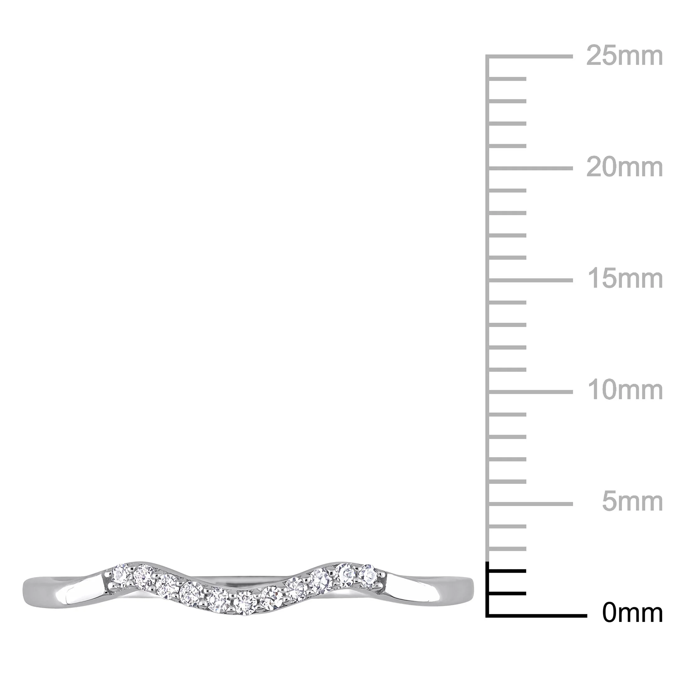 Everly Women's Bridal Engagement Anniversary Round-Cut Diamond Accent (G-H, I2-I3) 10kt White Gold Wavy Wedding Band with Shared Prong Setting