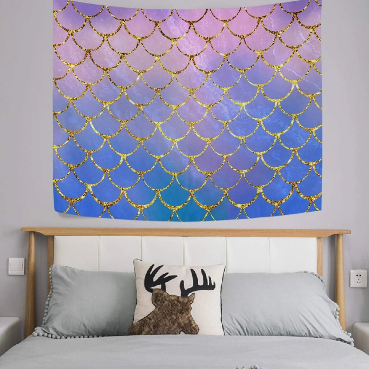 Hyjoy Tapestry Rainbow Dogs Paw Footprints Black Tapestry Wall Hanging Decorative Wall Tapestries Wall Art Wall&nbsp;Blanket&nbsp;Bedding Tapestry for Bedroom Living Room Dorm Home Decor 60