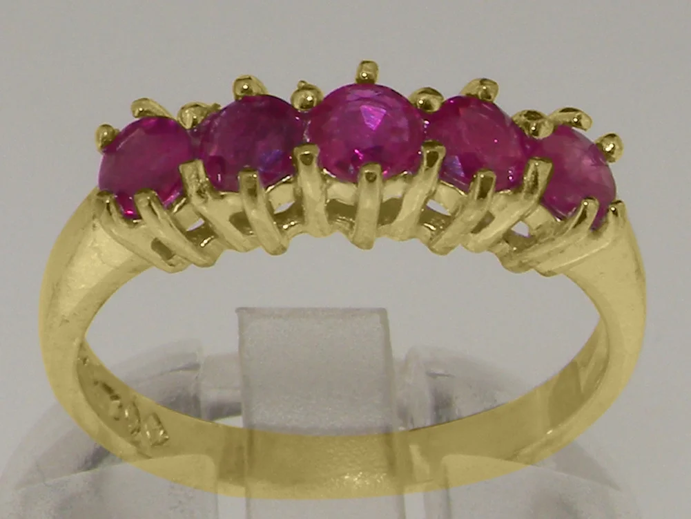 LBG British Made 18k Yellow Gold Natural Ruby Ladies Eternity Ring - 33 size options - Size 10