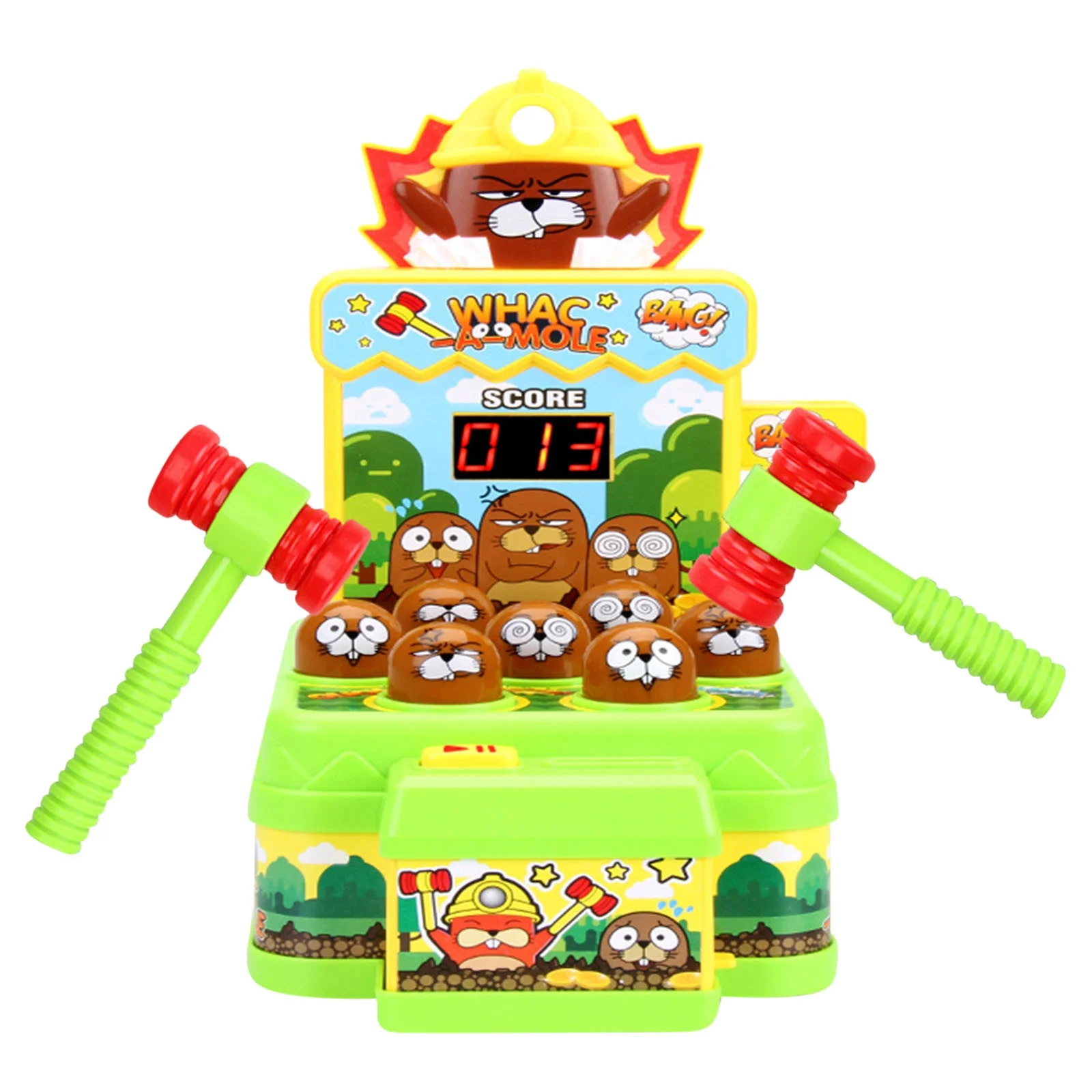 QISIWOLE Whack a Mole Game Zombie War - Mini Kids Electronic Arcade Game with 2 Hammers, Interactive Hammering & Pounding Toys for Kids