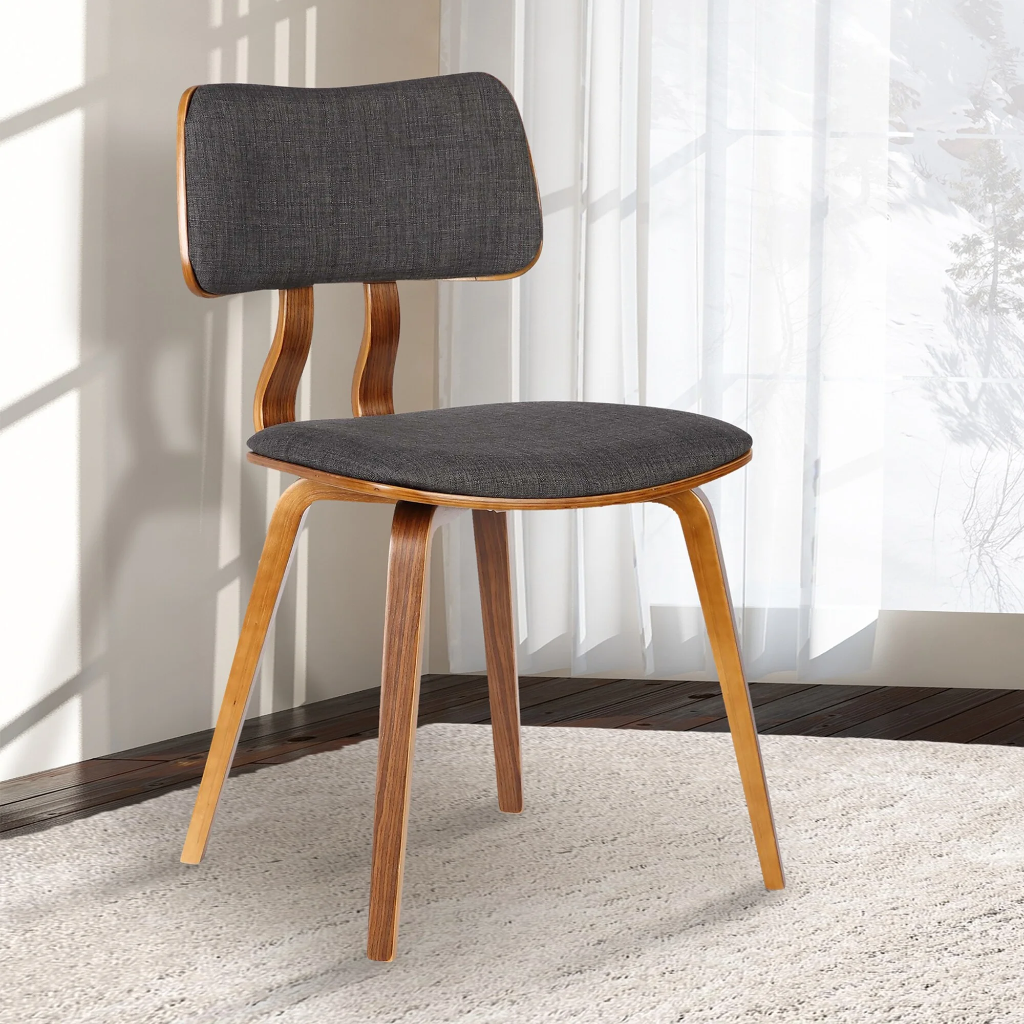 Carson Carrington  Ladeplads Mid-century Walnut Dining Chair Grey Wood