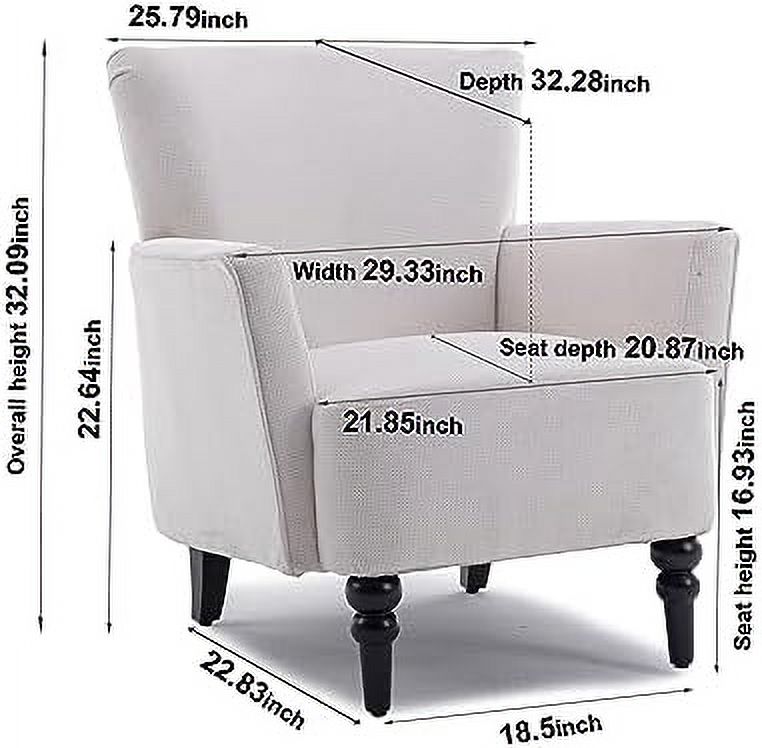 xrboomlife Upholstered Polyester Accent Chair Mid Century Tufted Wingback Arm Chair with Roll Armrest and Wooden Legs Comfy Single Sofa Club Chair for Living Room Bedroom Office Studio (C