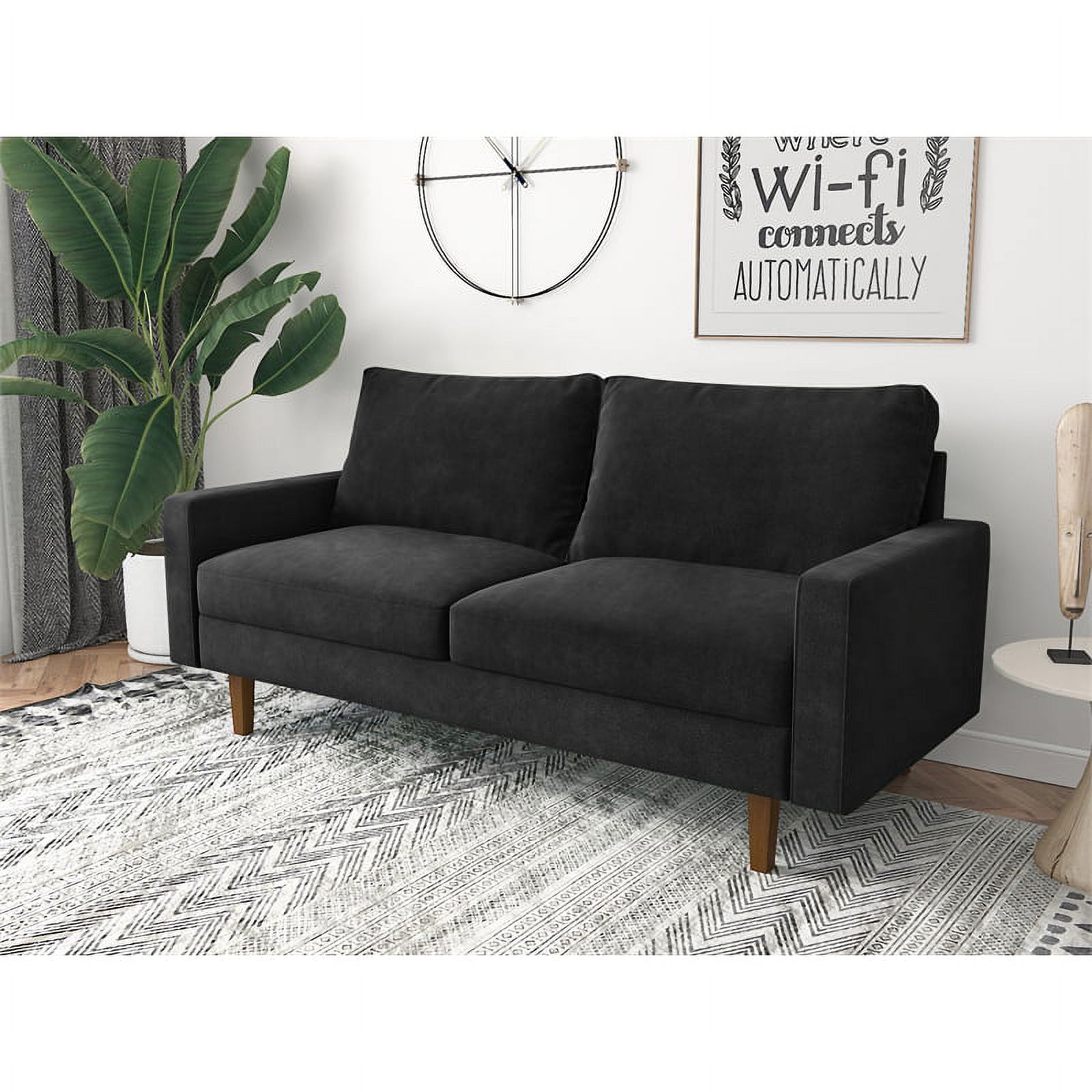 Kingway Furniture Ameli Velvet Living Room Sofa in Black