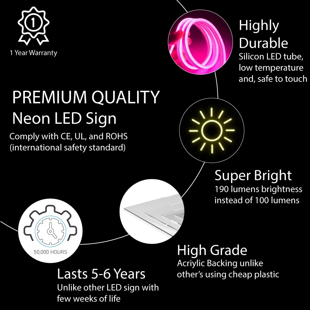 Raising Pulse Wave LED Neon Sign 20 x 37 - inches, Black Square Cut Acrylic Backing, with Dimmer - Bright and Premium built indoor LED Neon Sign for Defence Force.