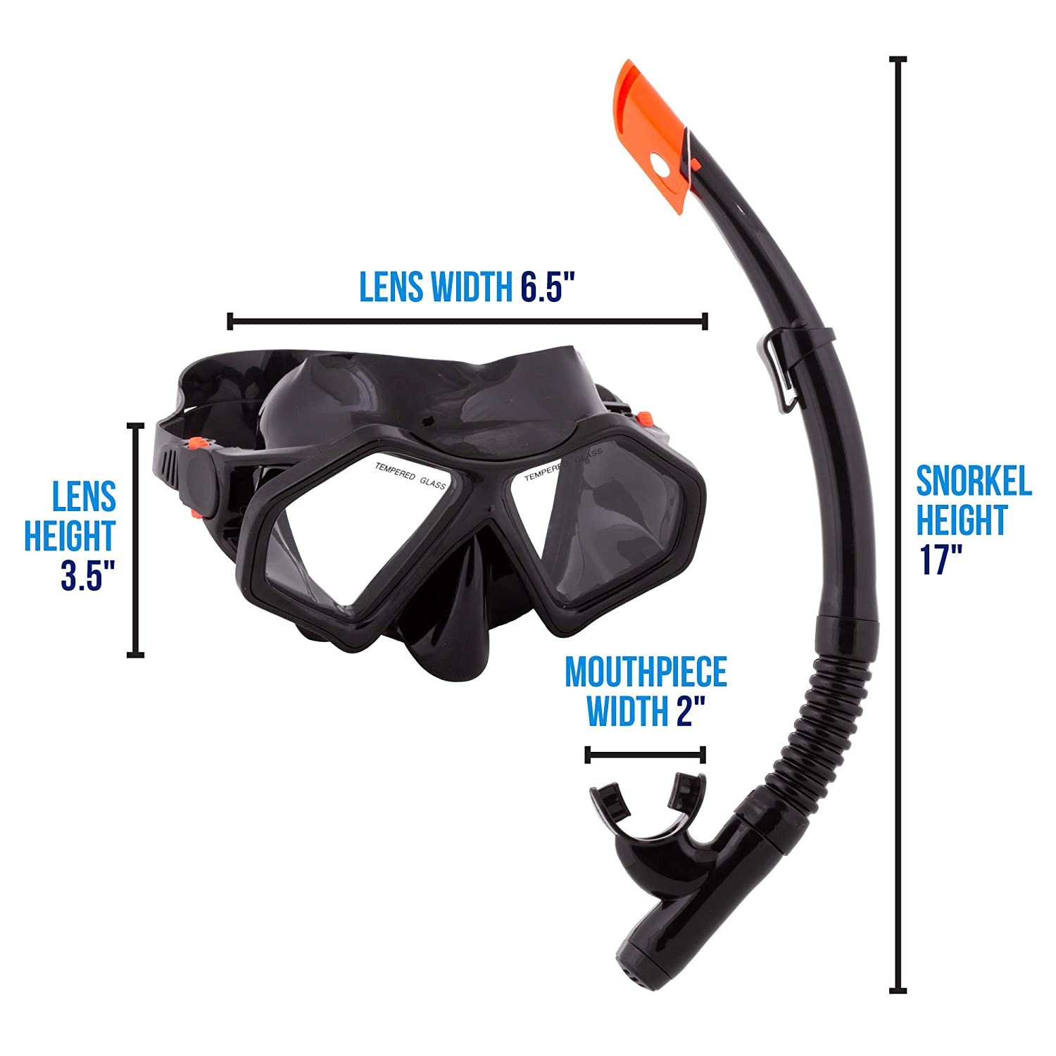 Brybelly SSWI-403 Semi-Dry Diving & Snorkel Set, Coral - Adult