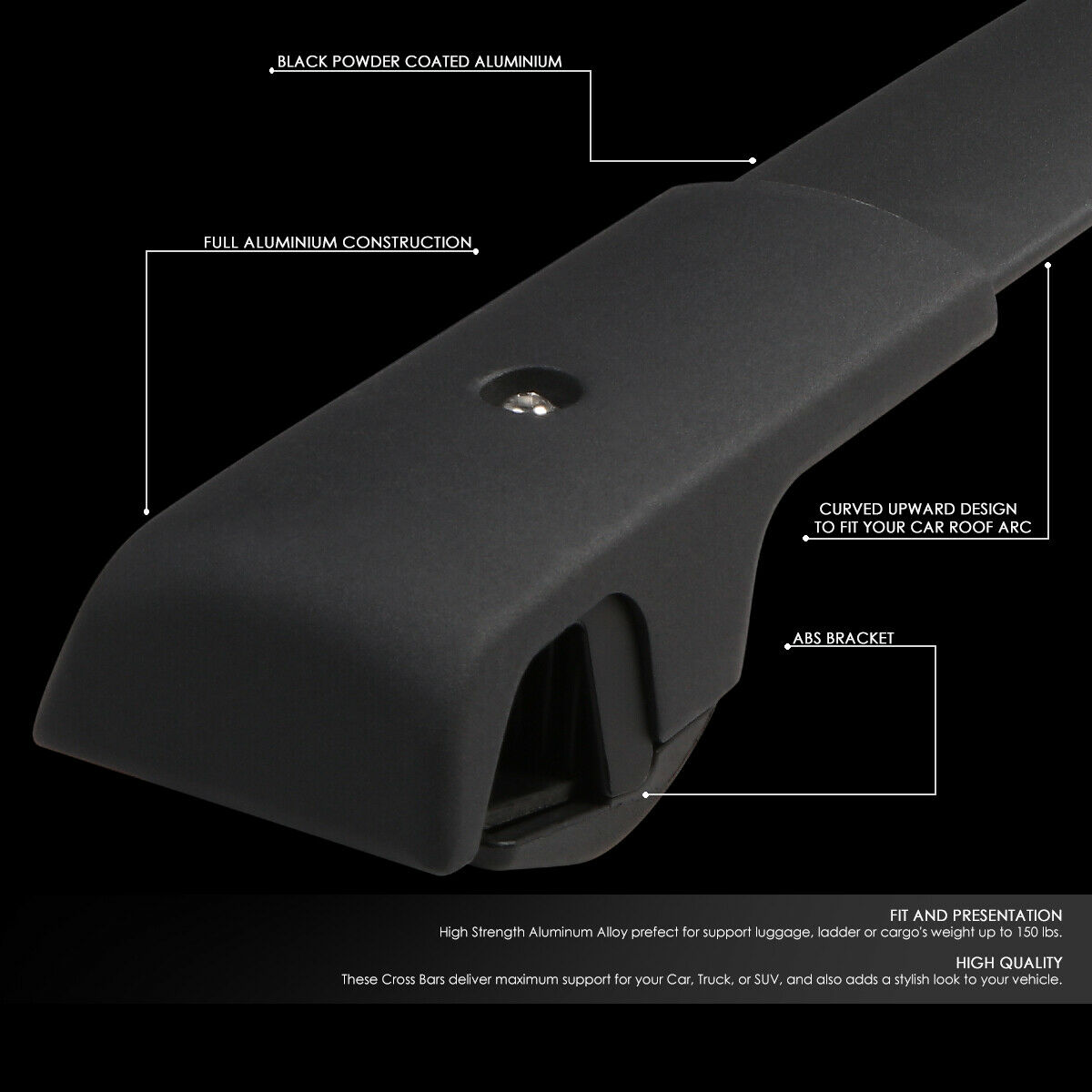 Teledu For Subaru 2014-2018 Forester Pair Black OE Aluminum Bolt-On Roof Rail Cross Bar