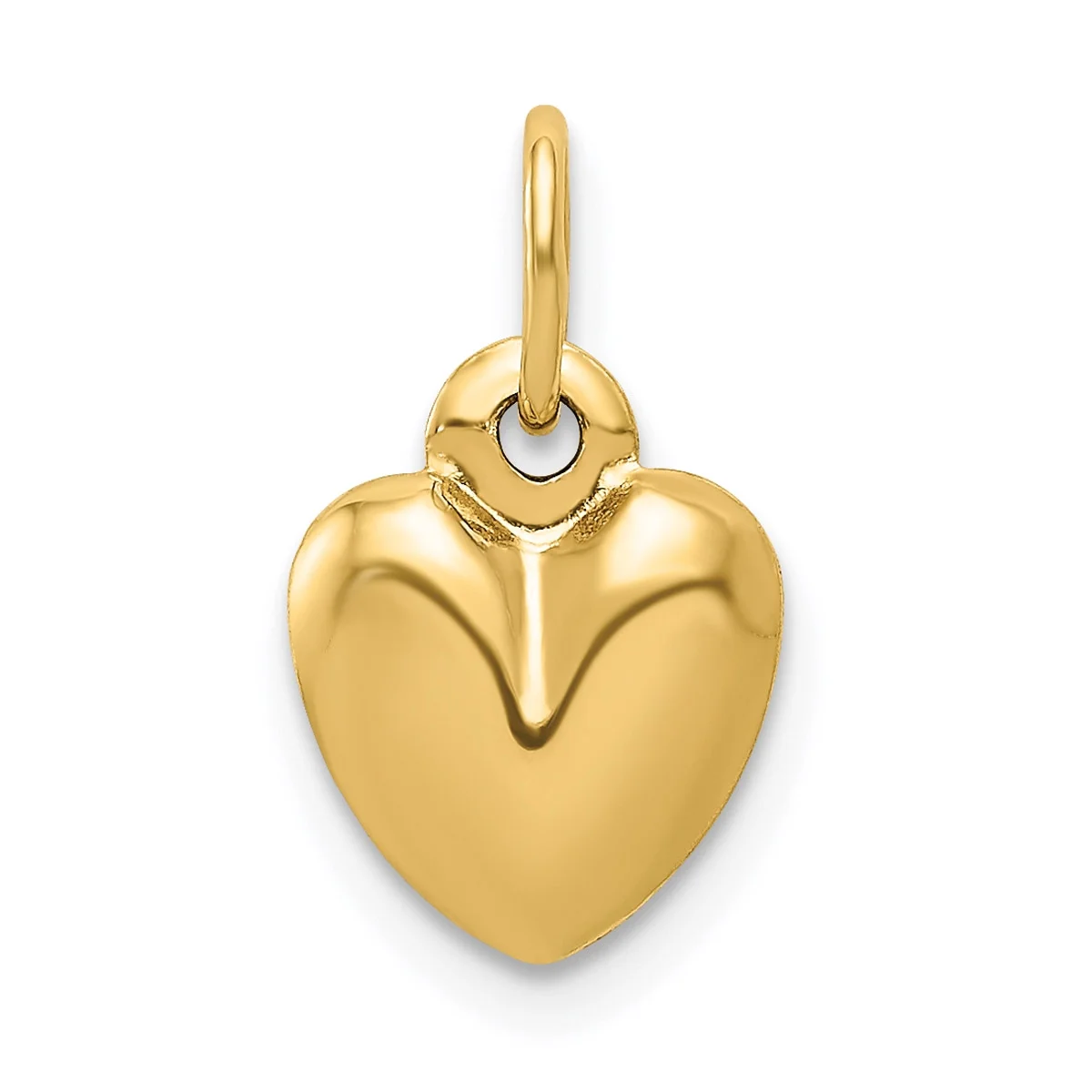 Carat in Karats 14K Yellow Gold Polished 3-D Puffed Heart Pendant Charm (14mm x 8mm) With 10K Yellow Gold Lightweight Rope Chain Necklace 20''