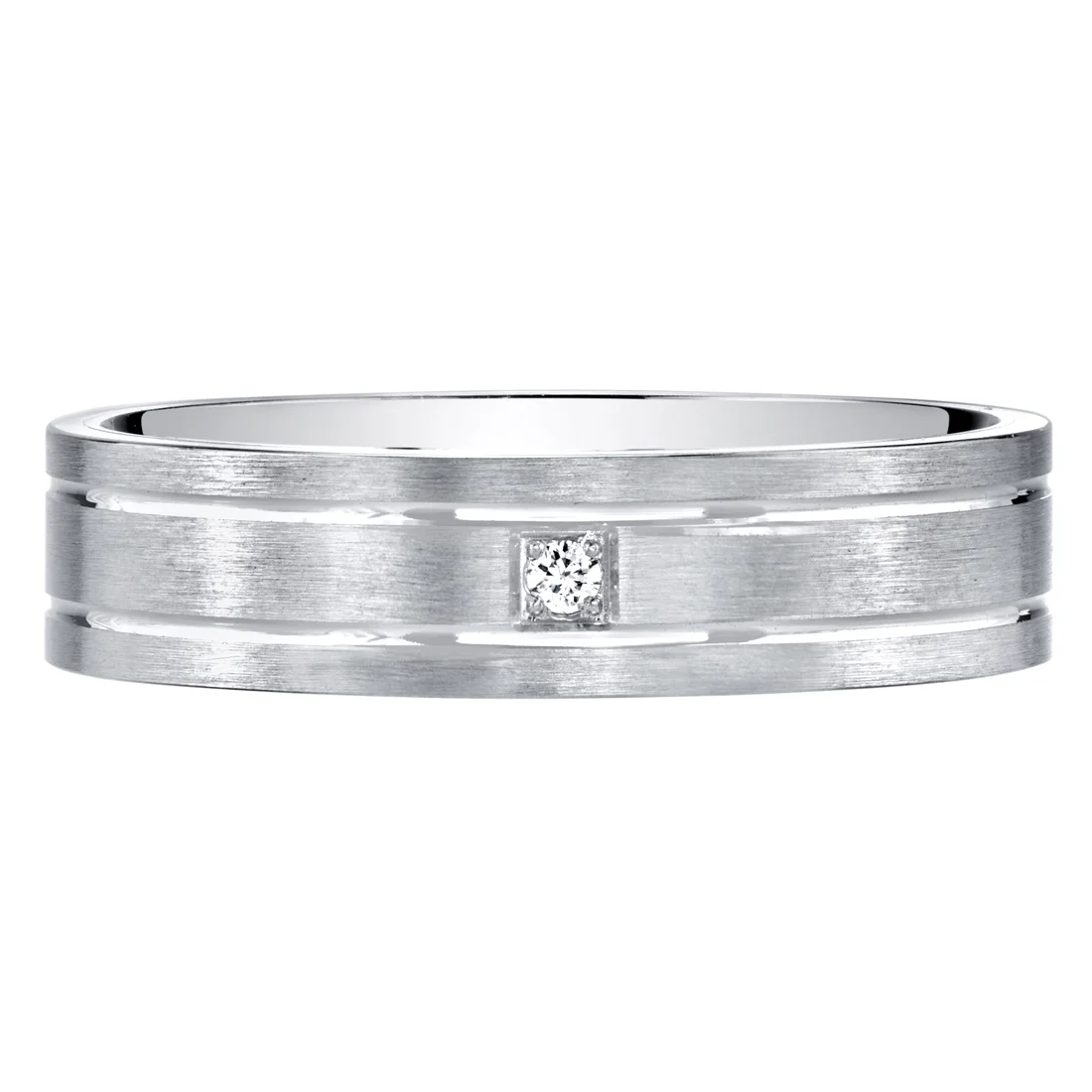 Men's 5mm Diamond Wedding Band Ring in 14K White Gold (J-K, SI1-2)