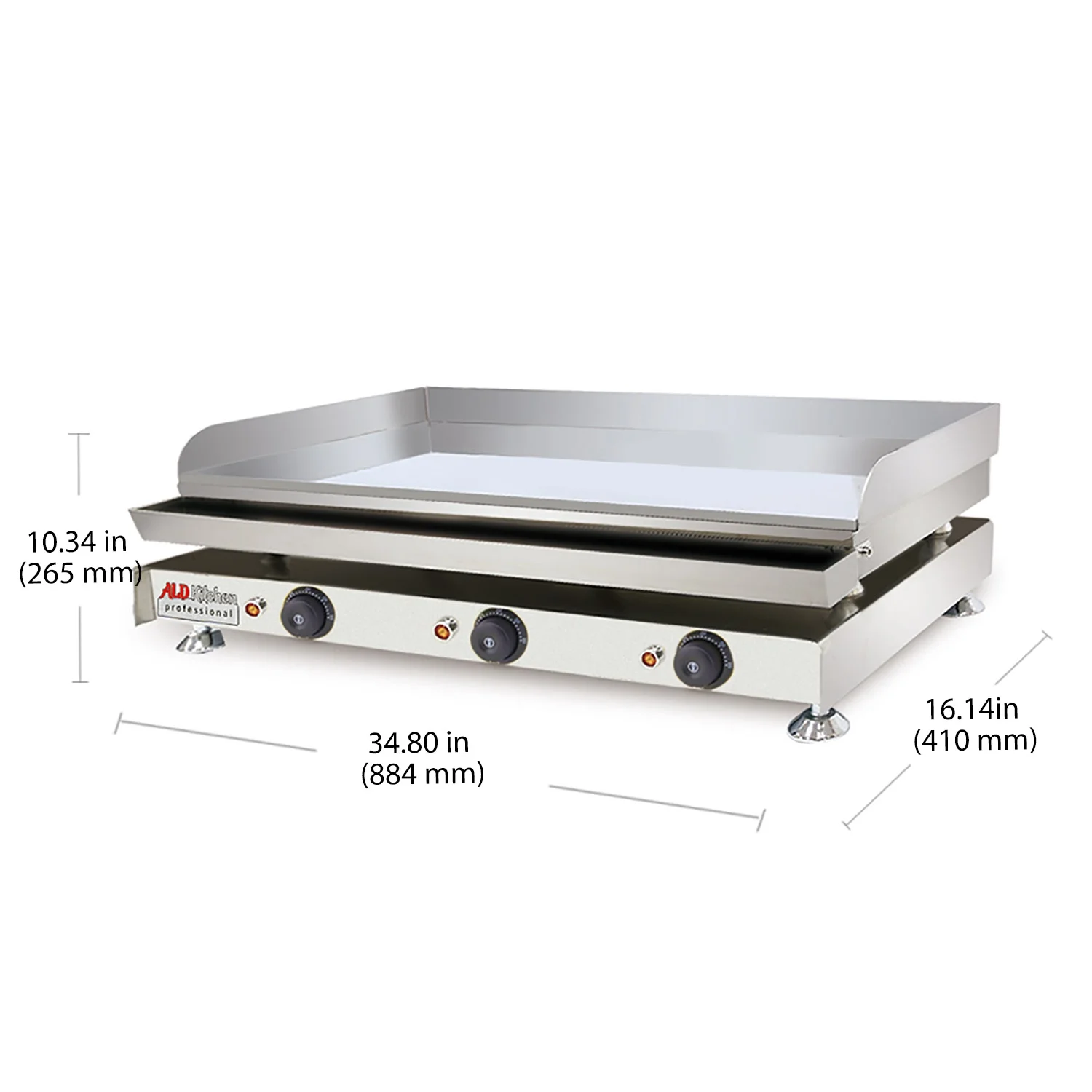 ALDKitchen Flat Top Griddle | Teppanyaki Grill with Three Thermostats | No plug | Cooking Surface (34.80