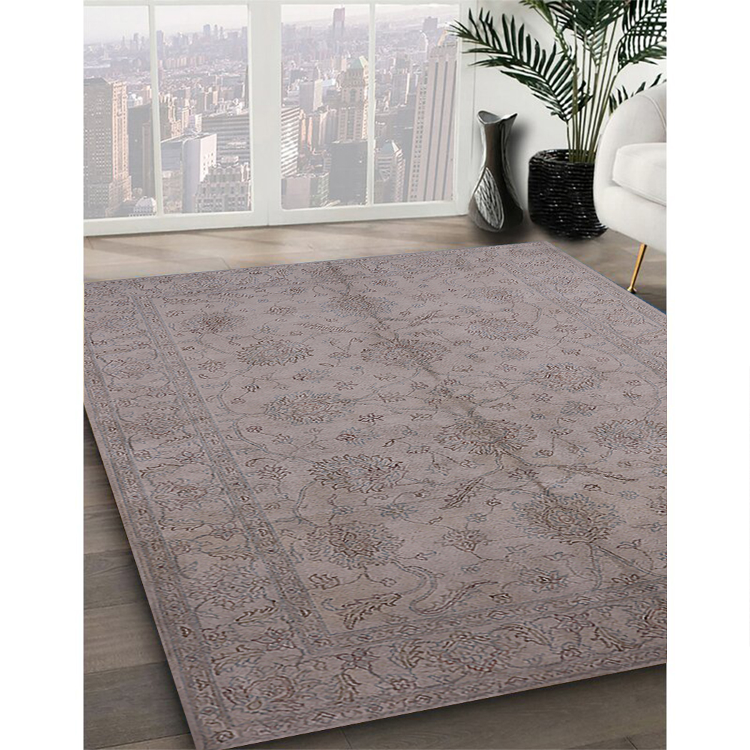 Ahgly Company Indoor Rectangle Mid-Century Modern Rose Purple Oriental Area Rugs, 2' x 5'