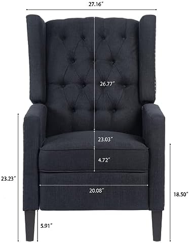 xrboomlife 27" Wide Recliner Chair  Manual Wingback Recliner Chair with Nailhead Trim and Birch Legs  Tufted Single Sofa Vintage Chair for Home  Living Room  Office  Bedroom  Gray