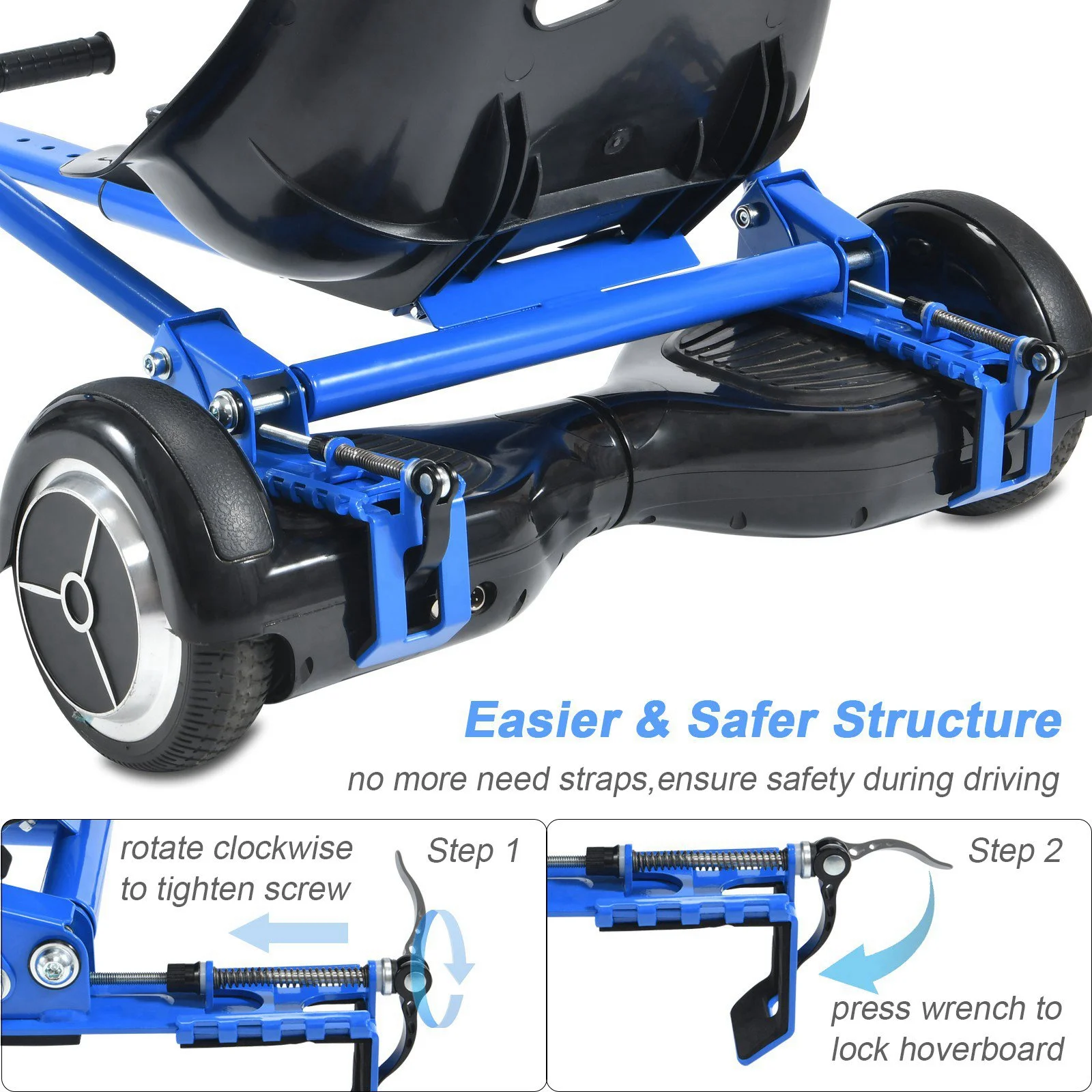 Hoverboard Seat Attachment Straps Not Required,Kids Hover Board Accessory Go Kart 265lbs Capacity, Adjustable Length 26