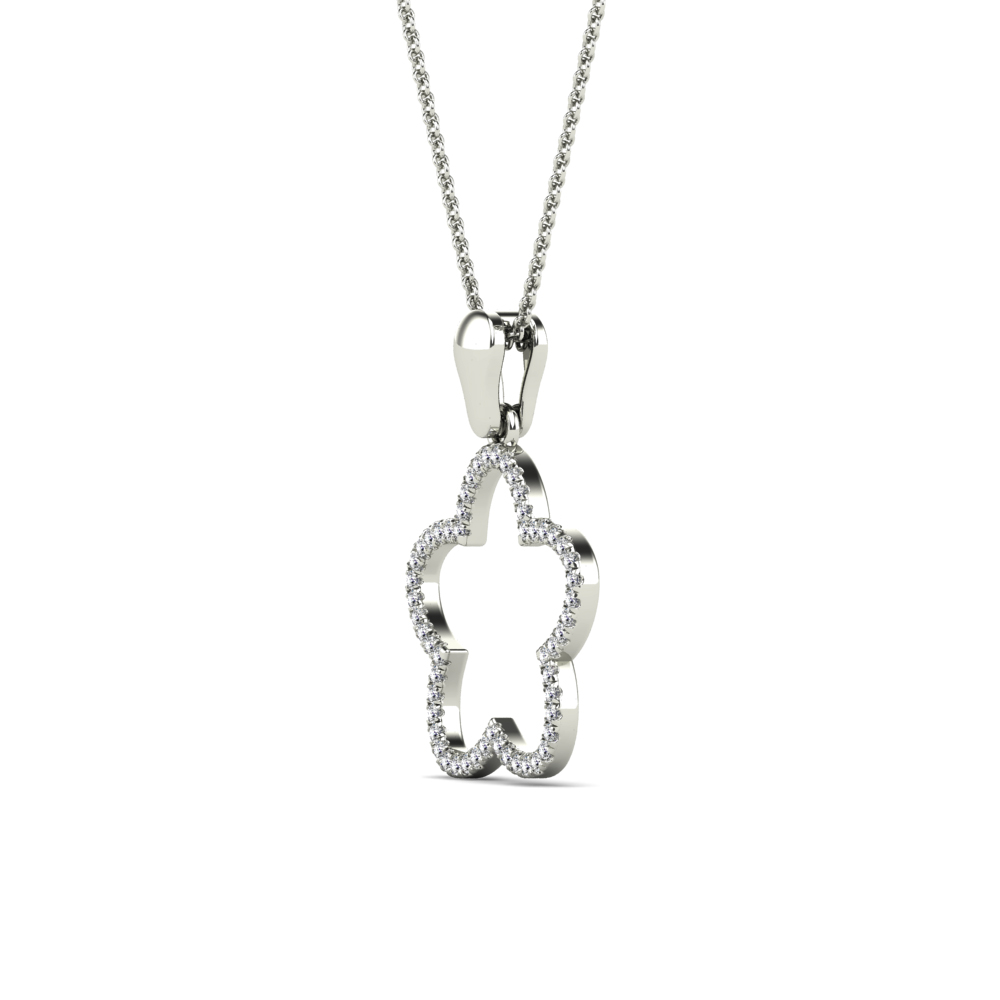 aaXia 10K White Gold 1/6ct. TDW Diamond Clover Pendant Necklace (H-I, I1-I2)