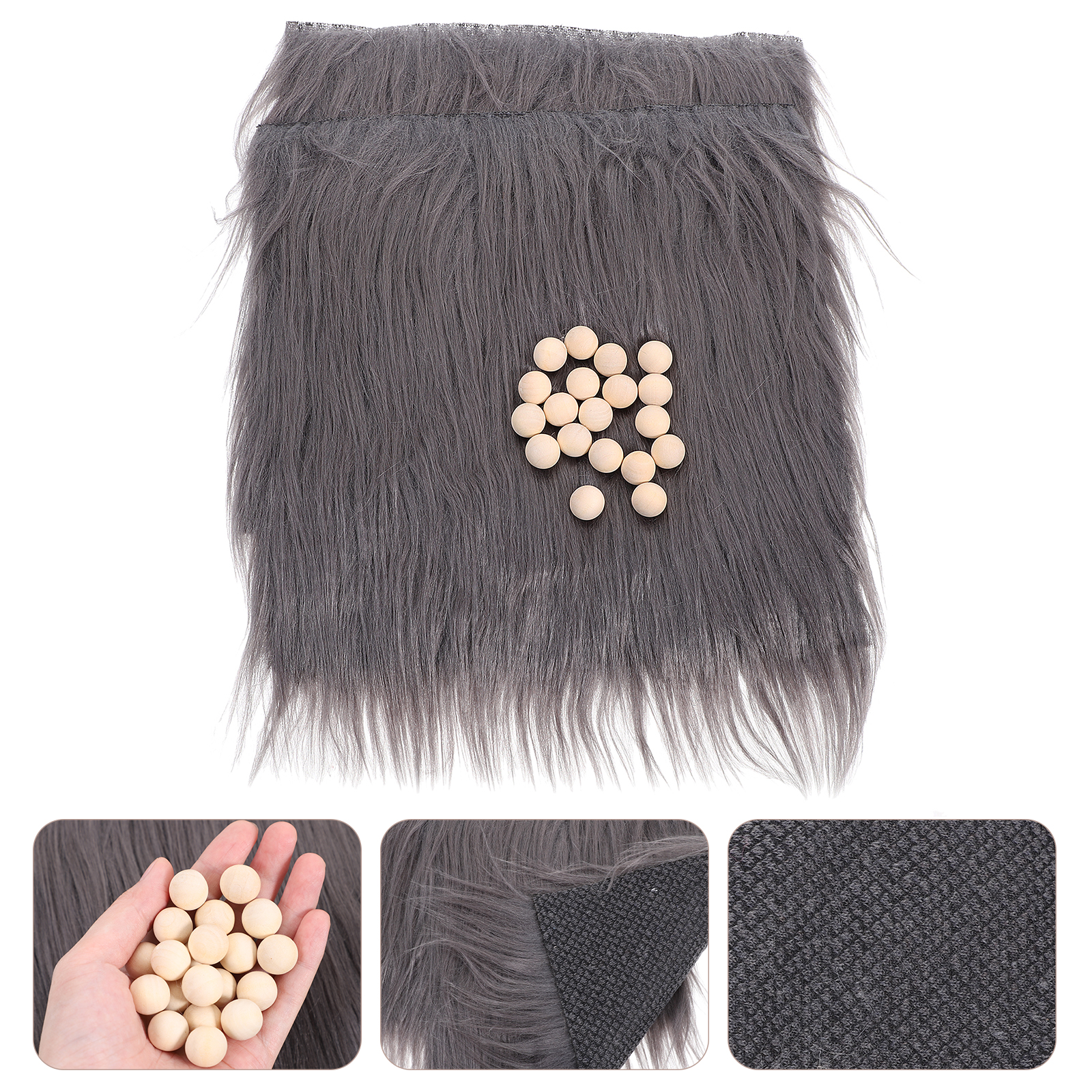 2 Sets   Craft Supply Decoration Gnome Doll DIY Making Supplies Including Square Faux Fur Fabric Wooden Balls