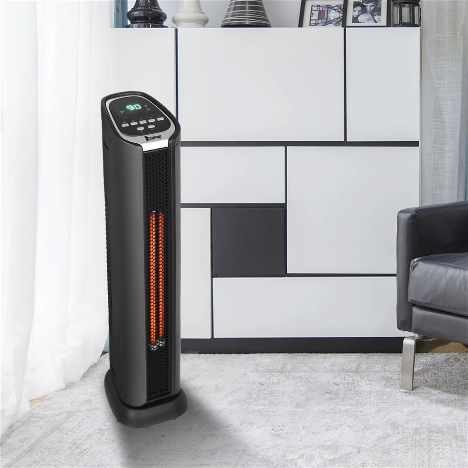 1500W Electric Space Heater, Seizeen Portable Heater for Small Room with Smart Control, 24’’ Tower Infrared Heater with 3 Heat Settings & ECO Mode, Electric Heater 50~90°F Adjustable for Home