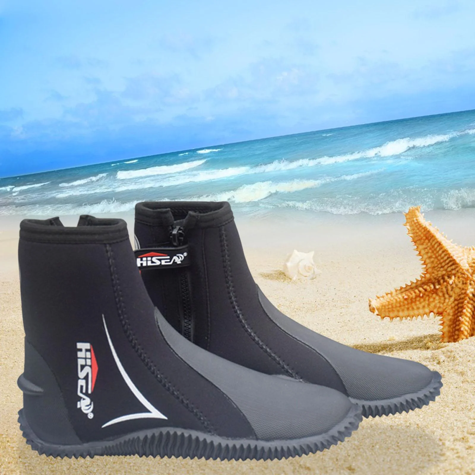 5mm Neoprene Scuba Diving Booties Wetsuit Boots Water Sports Unisex Anti Slip Rubber Sole Swim Surf for Wakeboarding Diving Kayaking Fishing 24.5-25