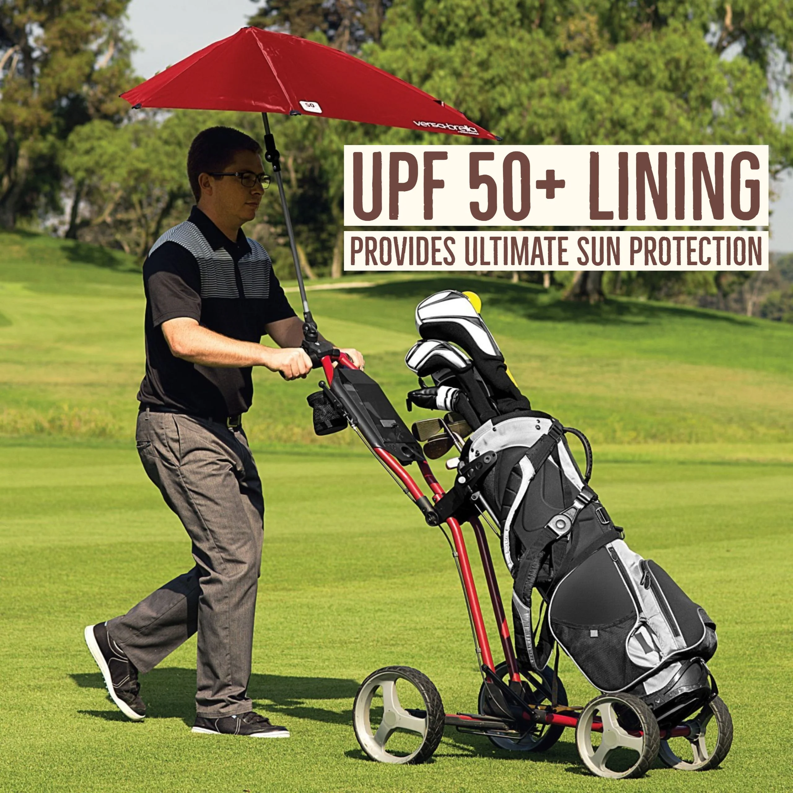 Sport-Brella Versa Brella Universal Umbrella FireBrick Red, X-Large