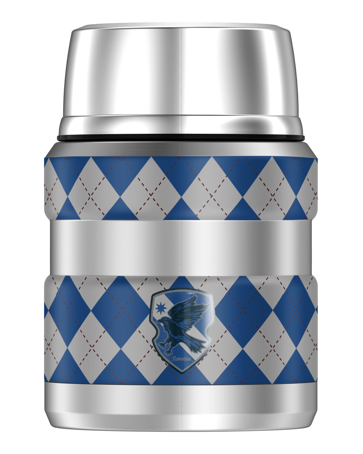 Harry Potter Ravenclaw Plaid Sigil, THERMOS STAINLESS KING Stainless Steel Food Jar with Folding Spoon, Vacuum insulated & Double Wall, 16oz
