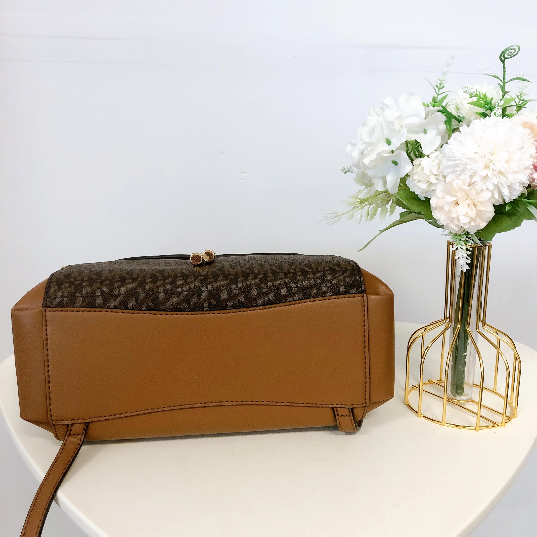 Michael Kors Phoebe Medium Backpack Drawstring School Bag Brown MK Signature