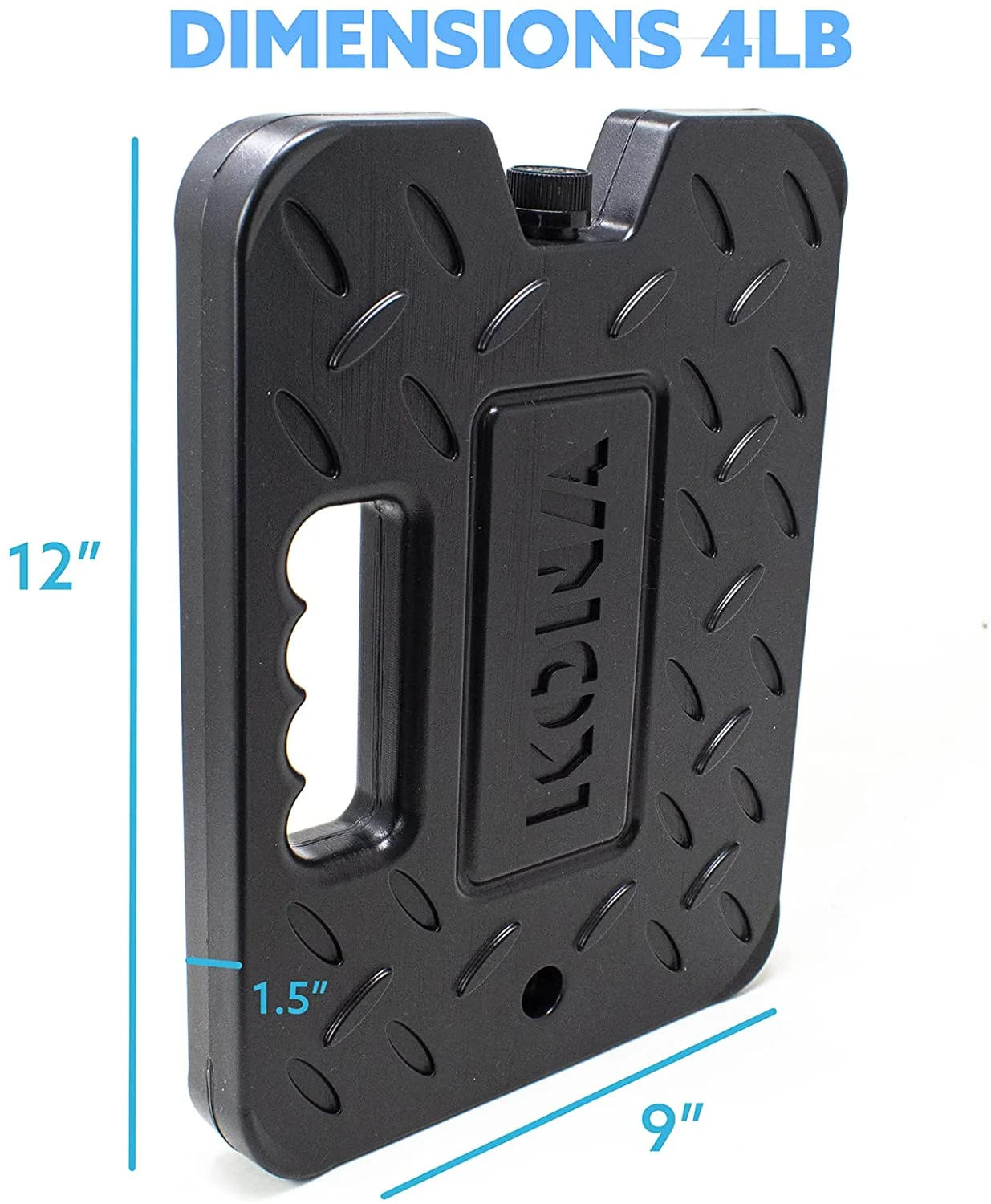 Kona XL 4 lb. Black Ice Pack for Coolers - Extreme Long Lasting (-5C) Gel, Just Add Water Before First Use - Refreezable, Reusable