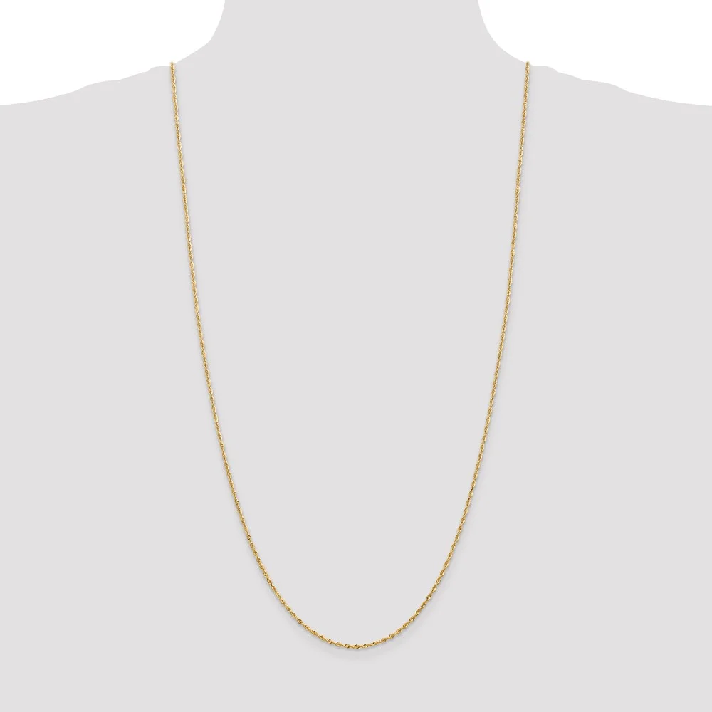 Real 14kt Yellow Gold 1.85mm Diamond Cut Quadruple Rope Chain; 30 inch; Lobster Clasp; for Adults and Teens; for Women and Men