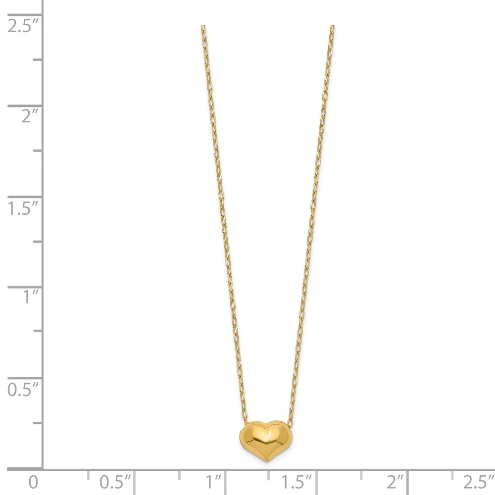 Real 14kt Yellow Gold Madi K Small Hollow Heart With Chain Necklace; 16 inch; for Adults and Teens; for Women and Men