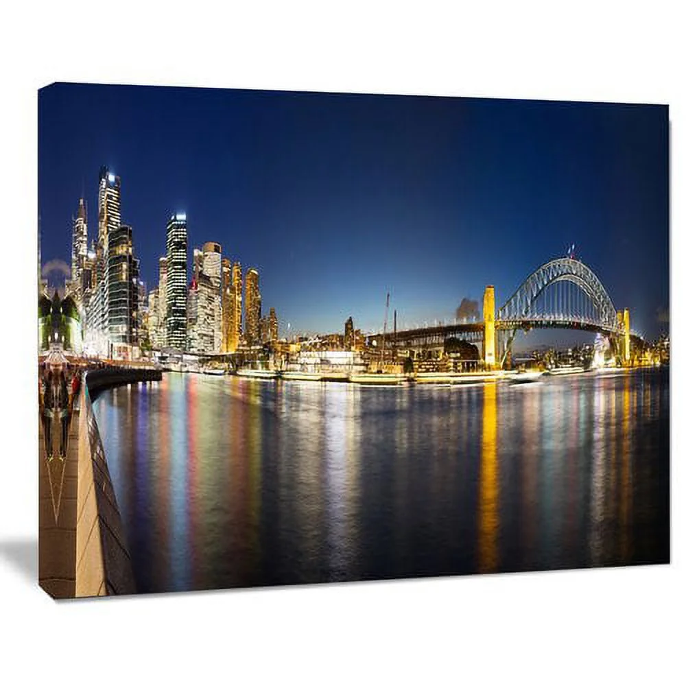 Design Art Cityscape Sydney Nightfall Panorama Cityscape Photographic Print on Wrapped Canvas