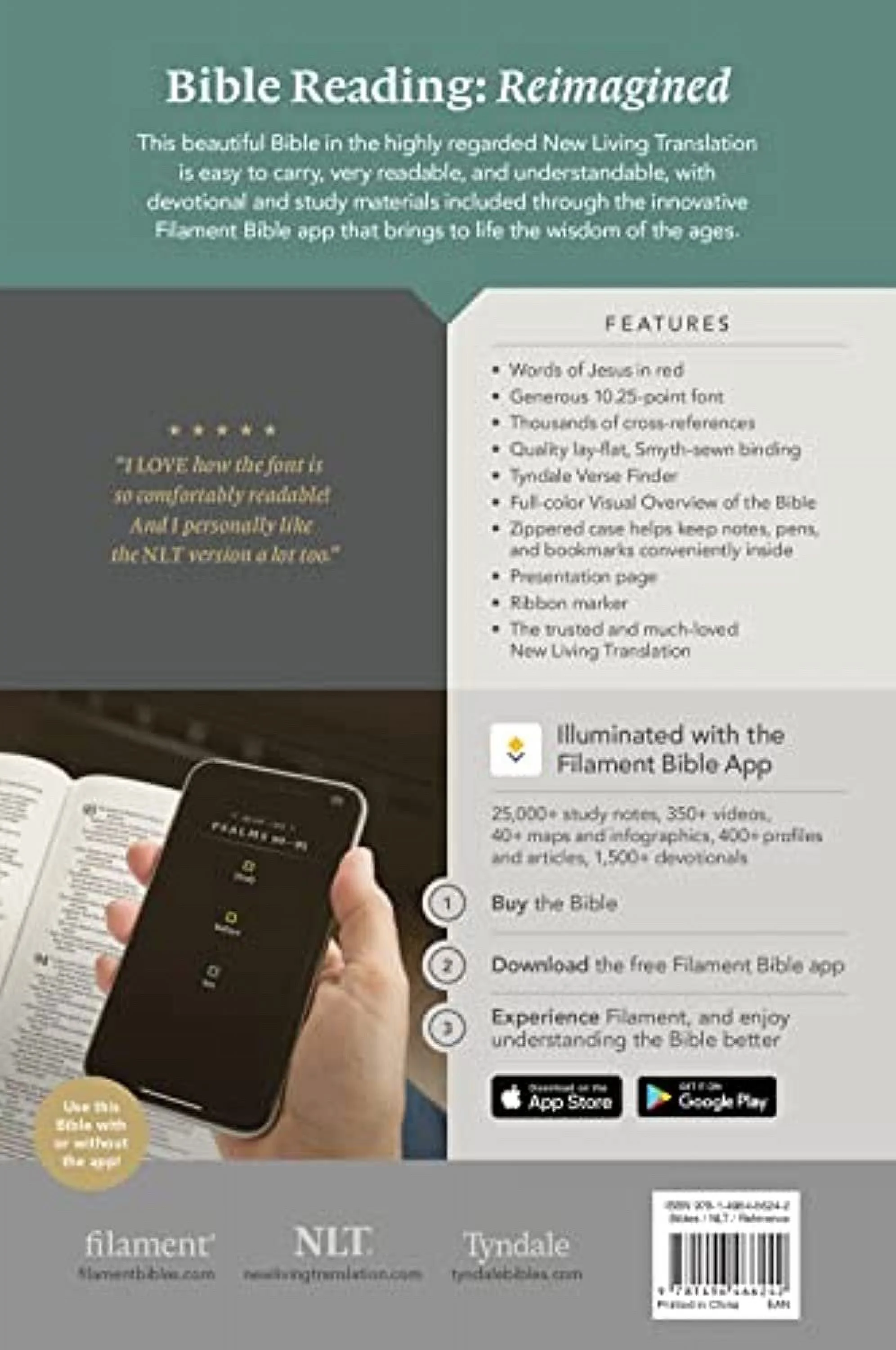 NLT Large Print Thinline Reference Zipper Bible, Filament-Enabled Edition (Leatherlike, Messenger Stone & Camel, Indexed, Red Letter) (Other)