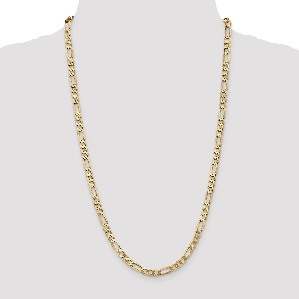 Leslie's Real 14kt Yellow Gold 5.25mm Flat Figaro Chain; 24 inch; Lobster (Fancy) Clasp; for Adults and Teens; for Women and Men