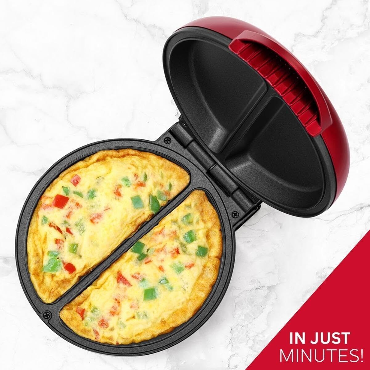 Holstein Housewares - Non-Stick Omelet & Frittata 2 Section, Metallic Red