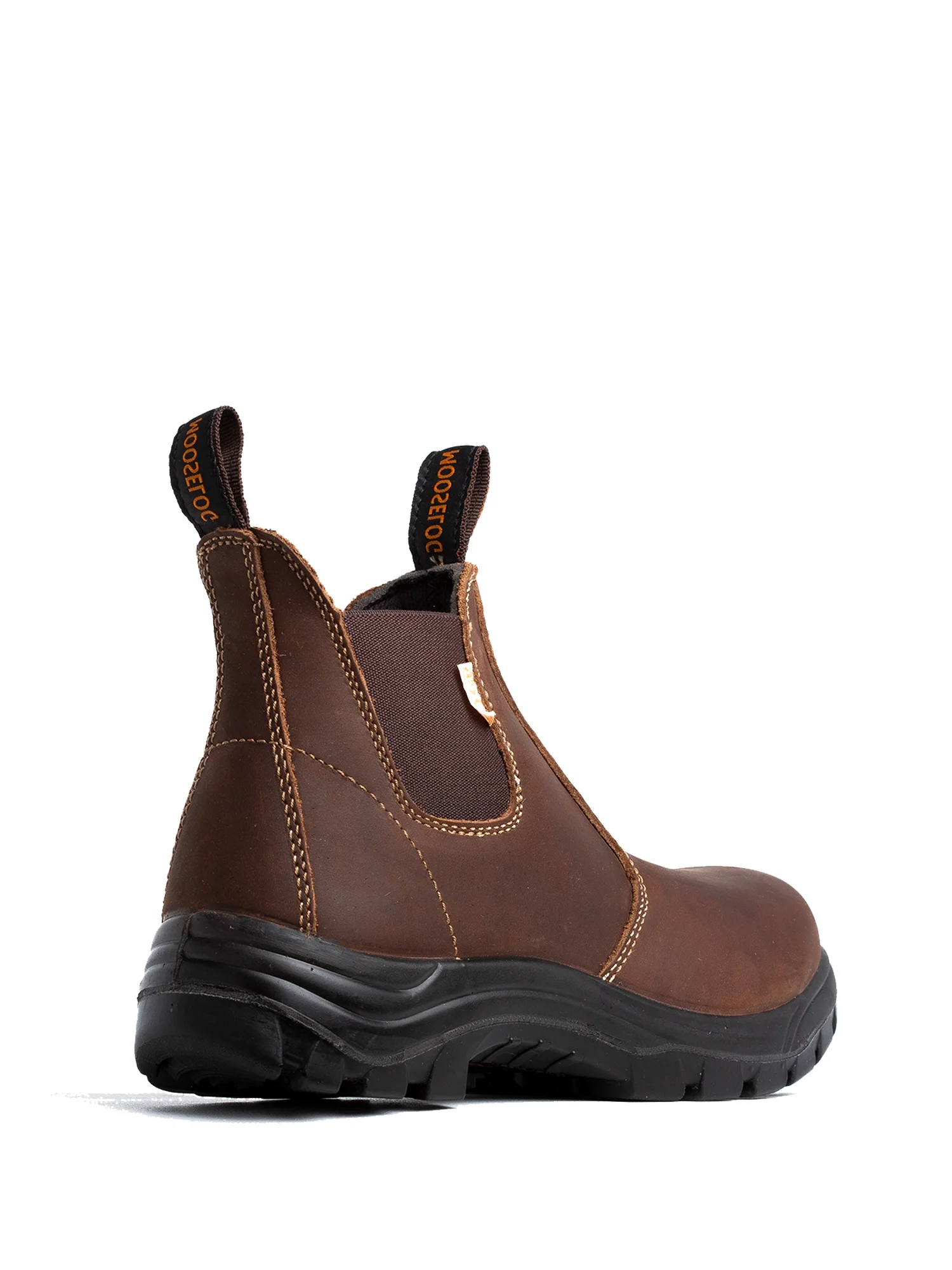 MooseLog Steel Toe Boots for Men, ASTM CSA ESR, Slip On Chelsea Leather Safety Work Boots 5925, Brown, Size 10.5 Wide