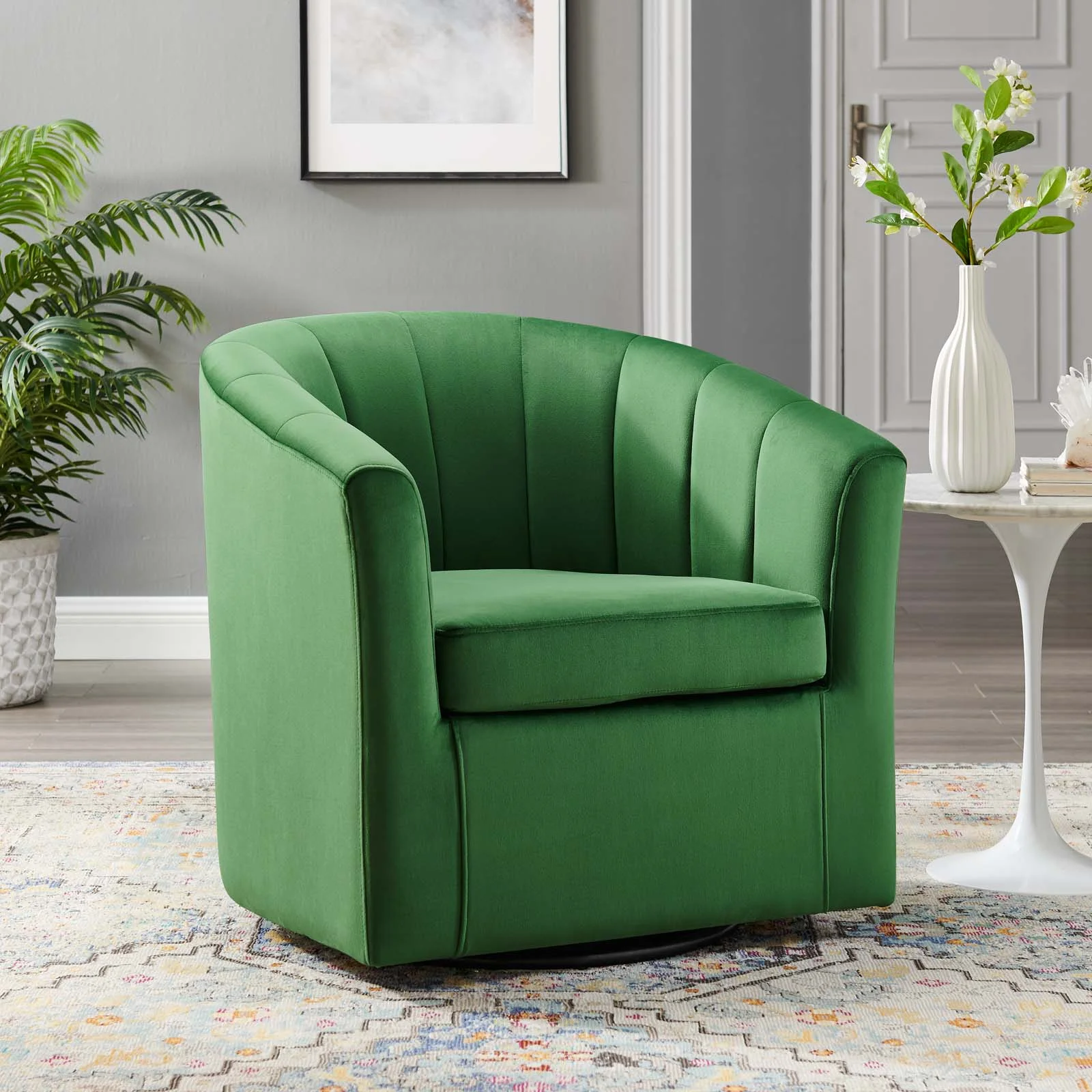 Armchair Accent Chair, Velvet, Green, Modern Contemporary Urban Design, Living Lounge Room Hotel Lobby Hospitality