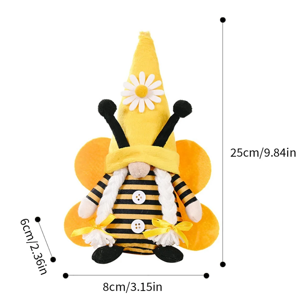 Bumble Bee Gnomes Plush Honey Bee Day Handmade Spring Gnome Yellow & Black Scandinavian Tomte Nisse Swedish Elf Faceless Doll for Kitchen