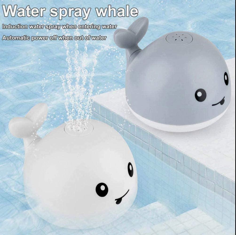 Baby Bath Toys for Toddlers Age 1-3, Water Spray Whale Bath Toy Bathtub Pool Light Up Bath Toys for Birthday Christmas Xmas Stocking Stuffers Gifts for 1-6 Year Old Boys Girls Gray