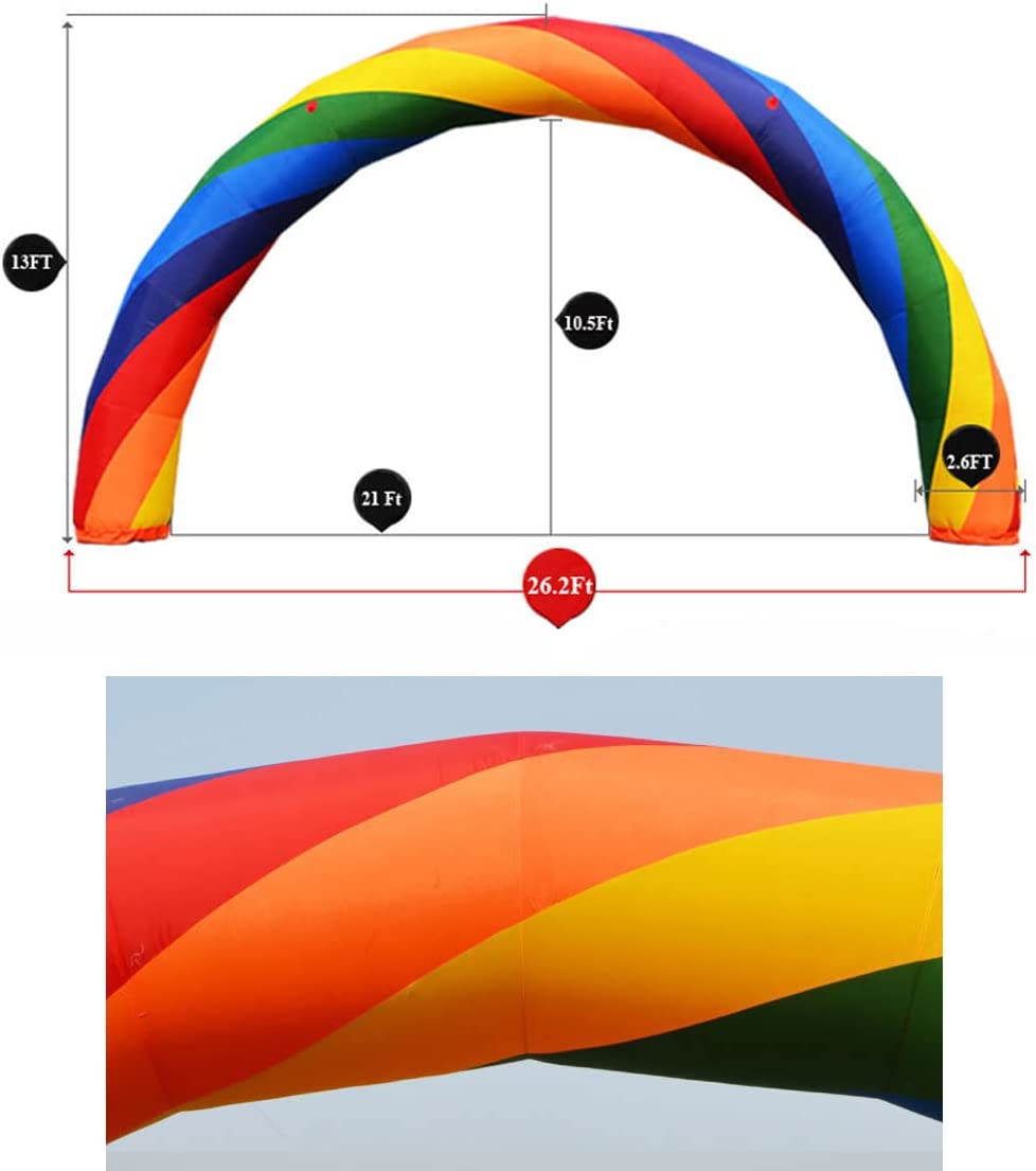 INTSUPERMAI 26 feet Inflatable Rainbow Advertising Arch Oxford Cloth for Wedding