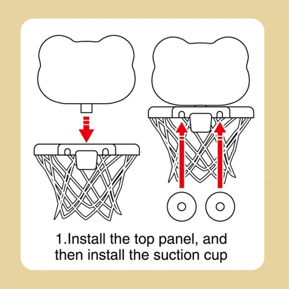 Bathtub Basketball Panda Cat Shape Water Play Basketball Set for Bathroom Shower