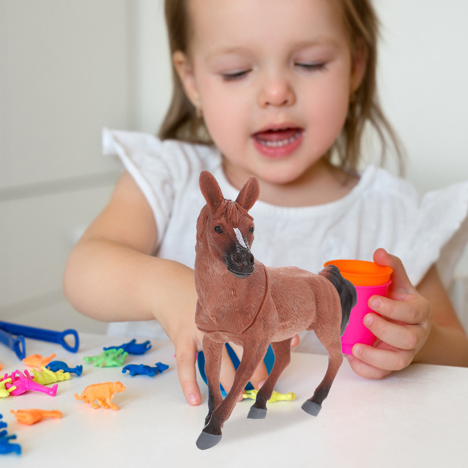 Horse Model Decor Statue Ornaments Set of 2 Toy Kids Playset Goat Miniature Animal Figurines Plastic Simulated Child