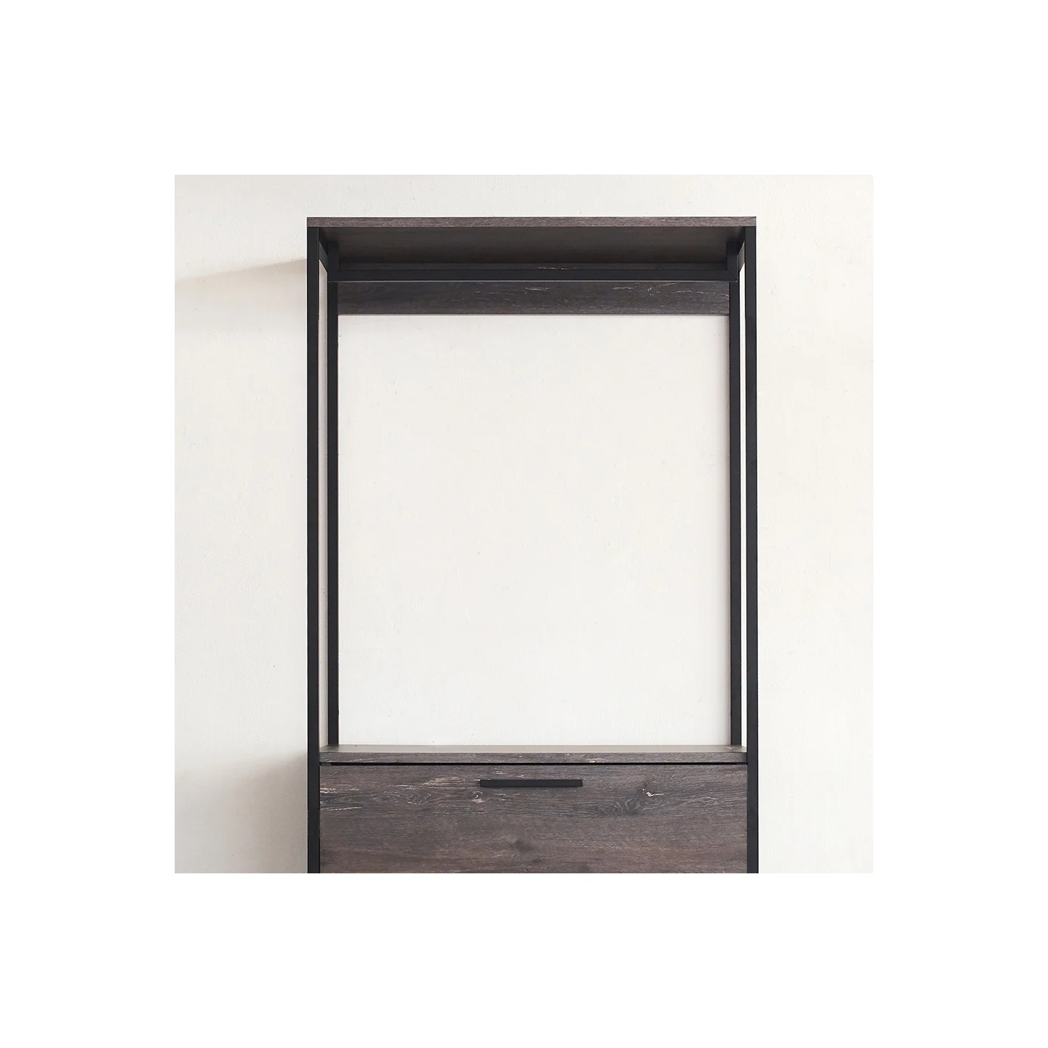 Klair Living Monica Wood and Metal Walk-in Closet with 3-Drawer in Rustic Gray