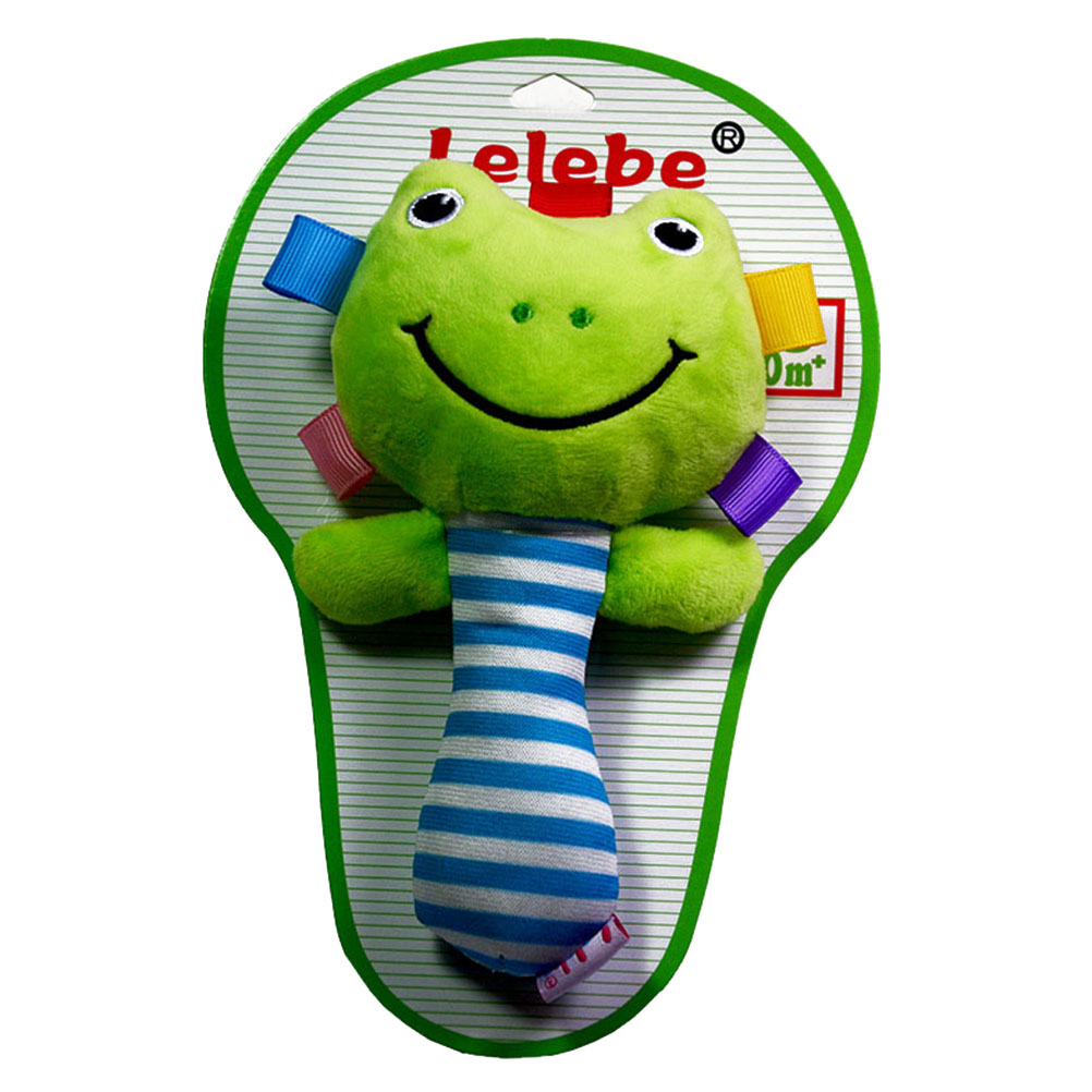 FRCOLOR 0-3 Year Baby Kids Cartoon Animal Plush Rattles Hand Bells BB Sound Educational Funny Toys Hand Rattle Toys Infant Dolls Gift for Newborn (Frog)