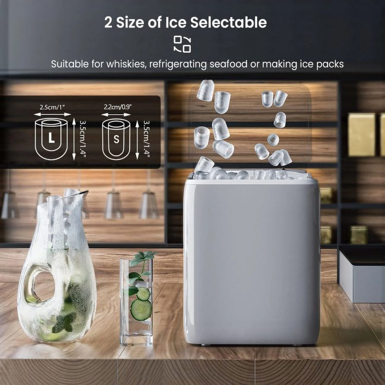 Portable Ice Maker with Self-Cleaning Function - 44 lbs - Effortlessly Make Ice Daily